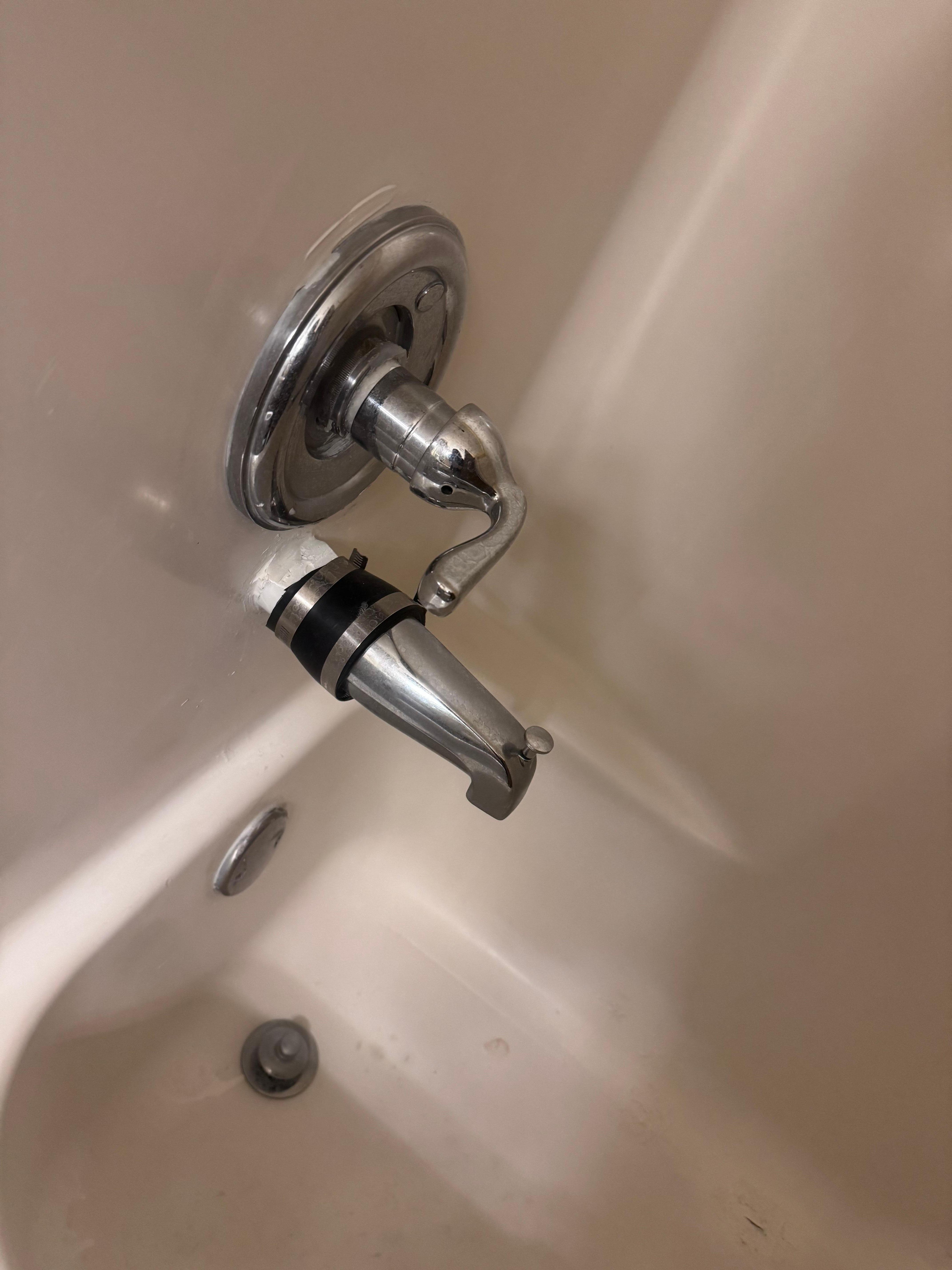 The tub. I work in hardware and I knw that the what that cost to "repair" would have been the same as a new spout.