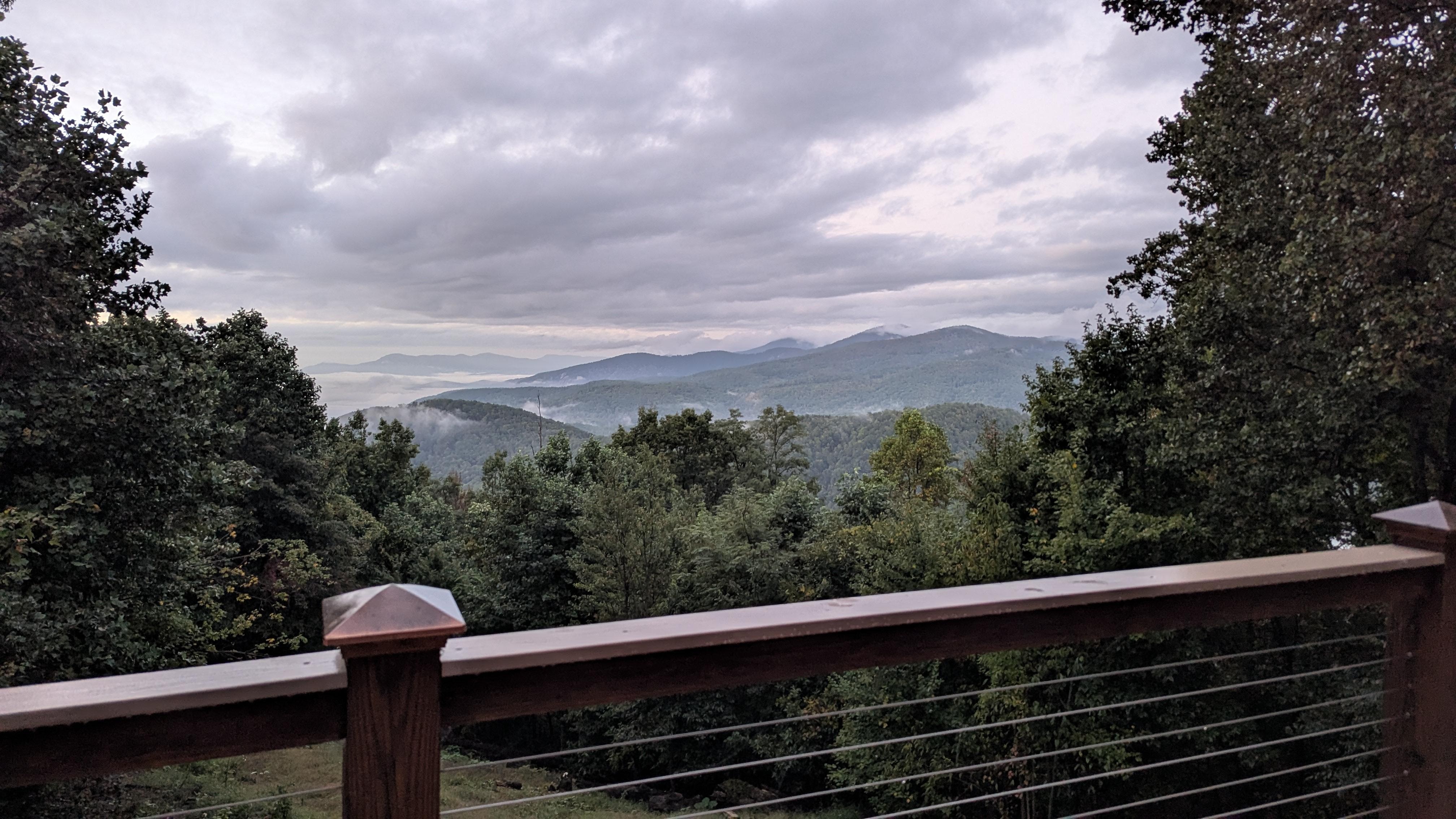late morning view of the tree side mountain