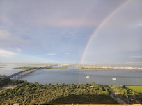 A rainbow outside our window.