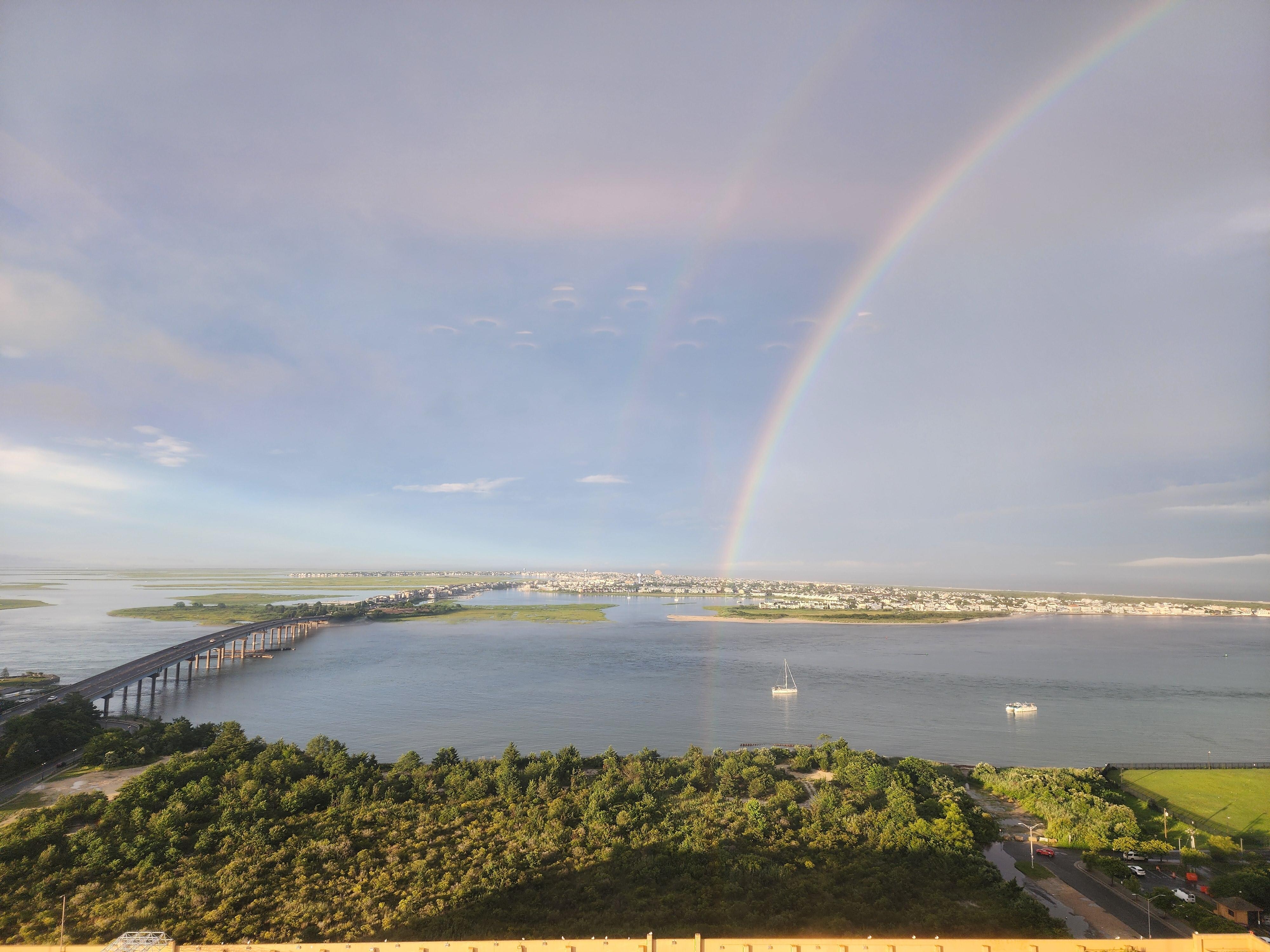 A rainbow outside our window. 