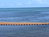 The hotel tried to create a clean beach area by fencing off the seaweed.