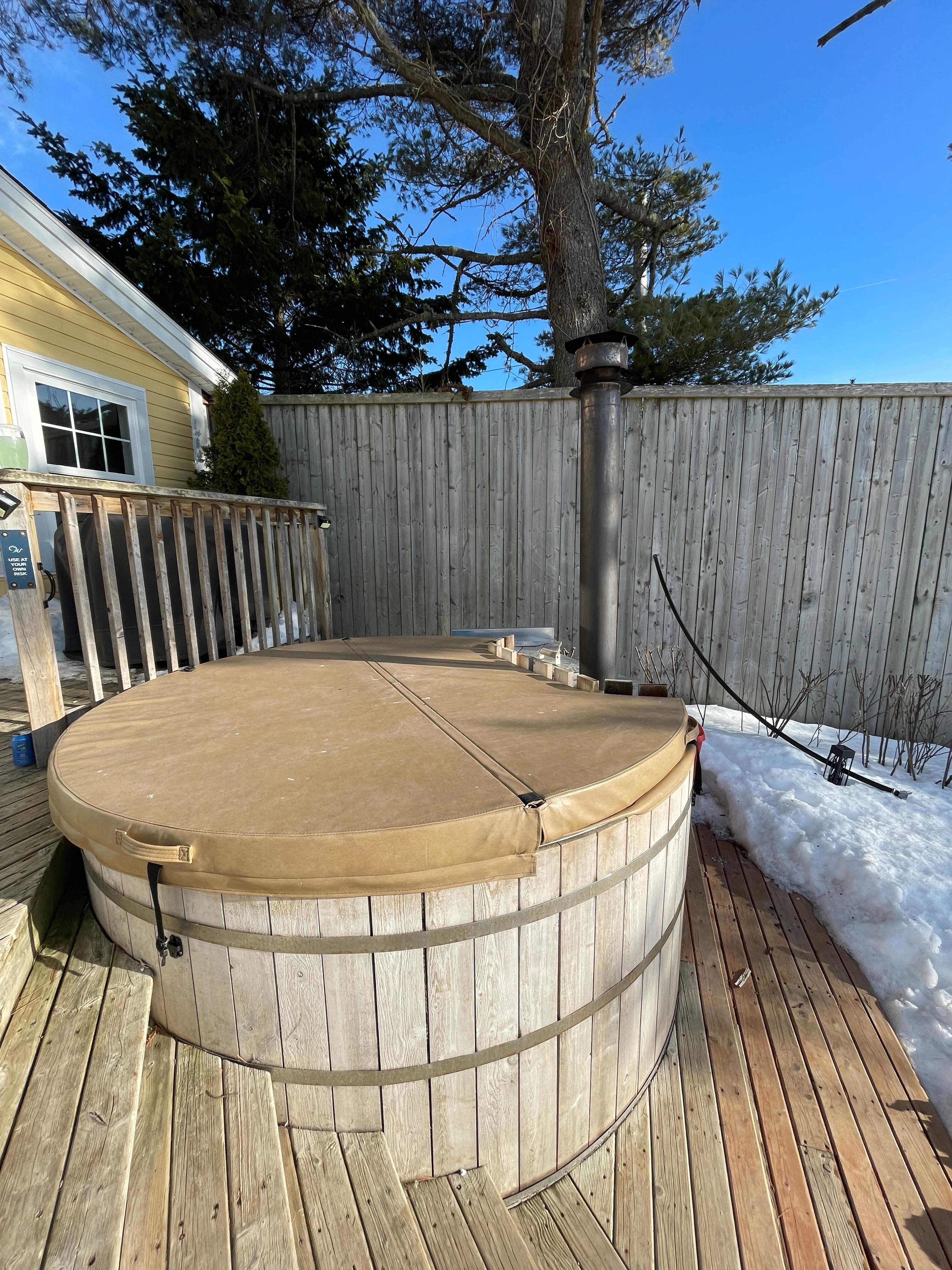 Wood fired hot tub