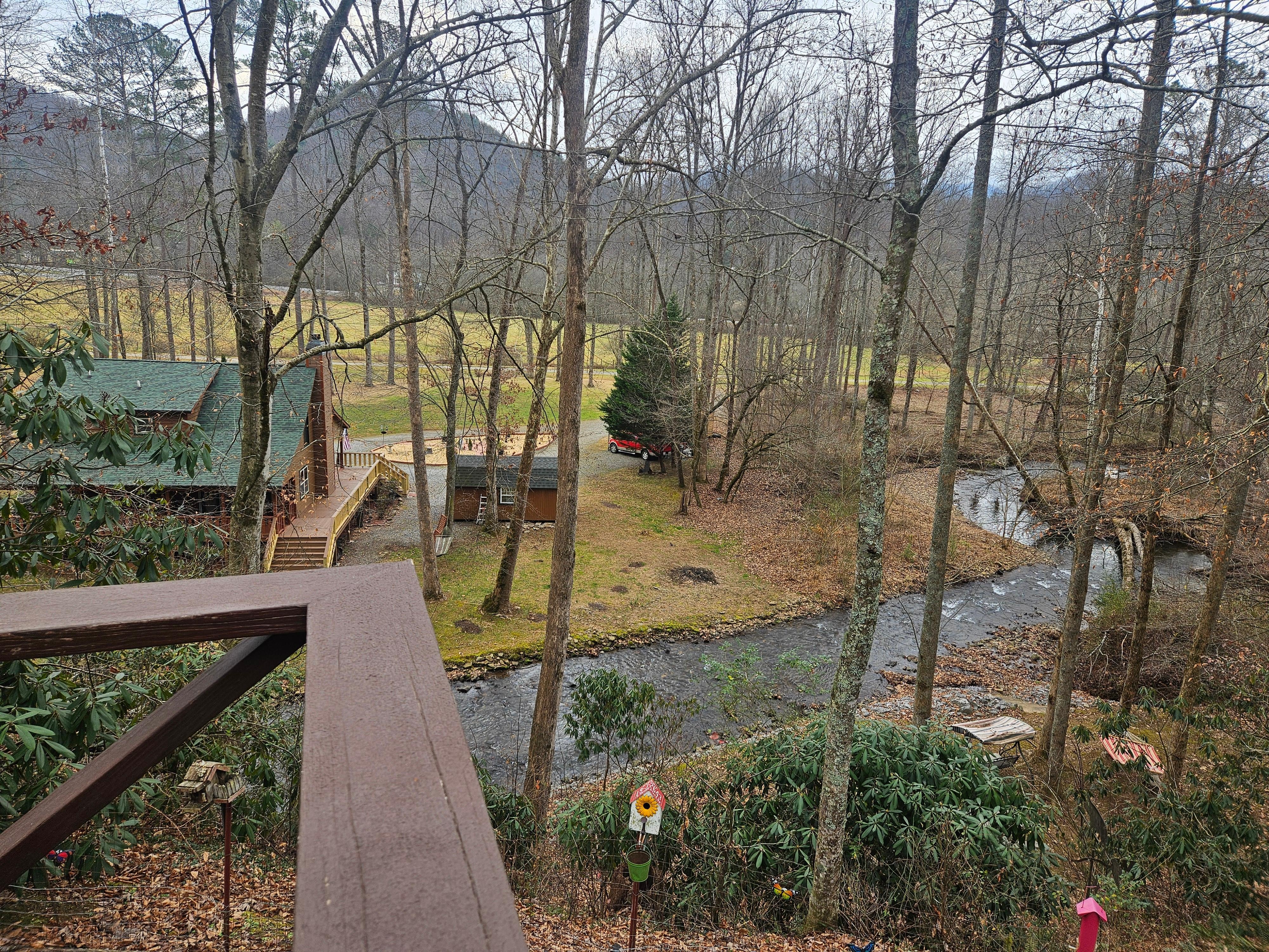 Beautiful view from up high where the deck is.