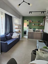 The living room with kitchen