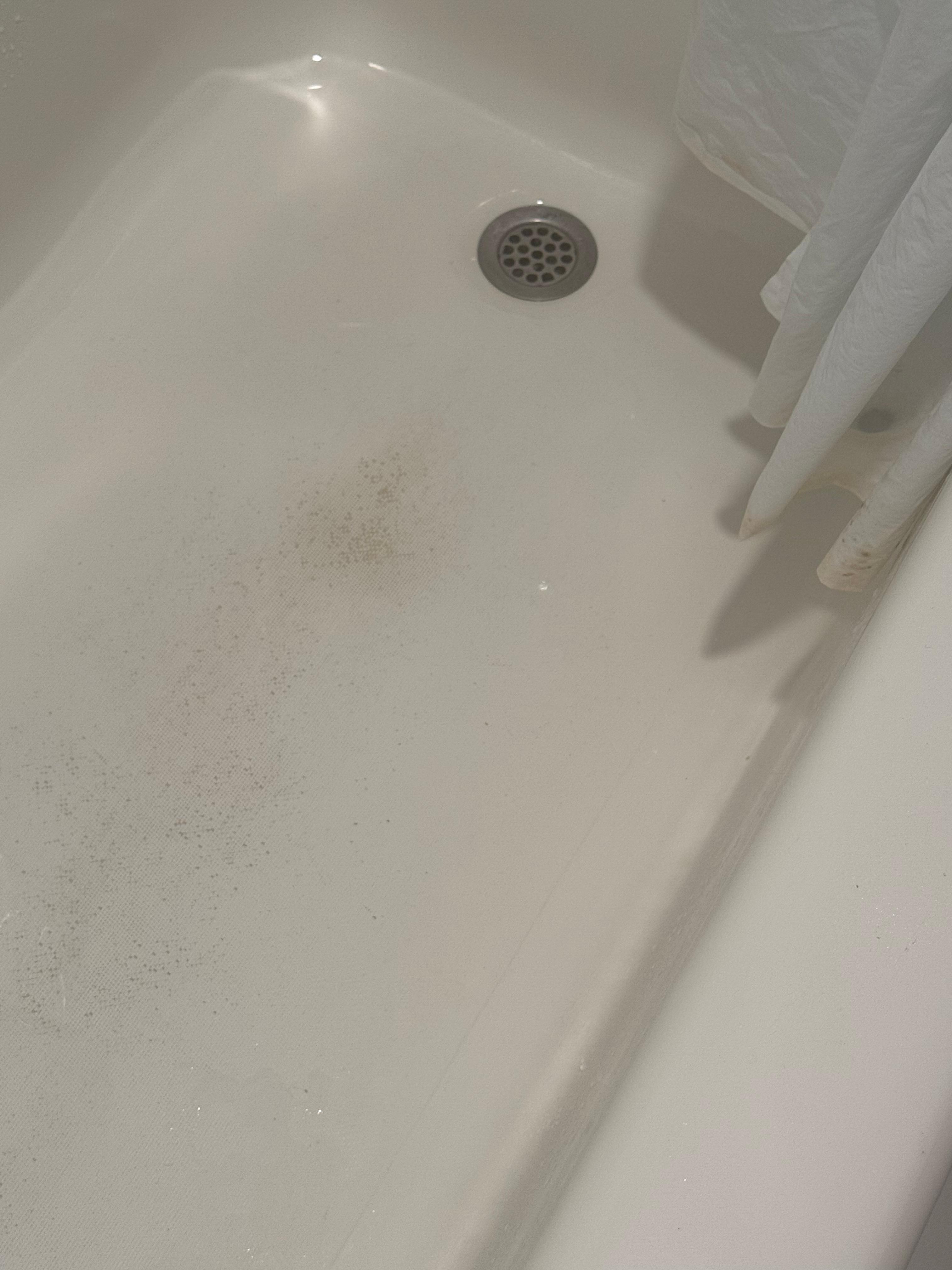 Mold in tub. And the tub felt like you were going to fall through the floor!
