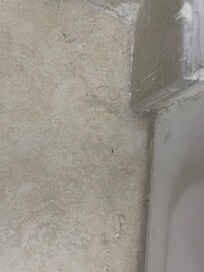 Hair on floor and filth