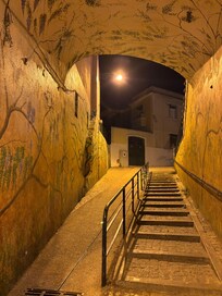 The walking right next to the apartment