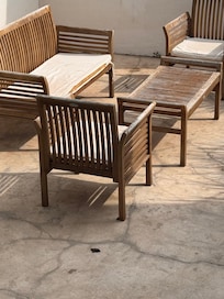 The shared common area with worn out cat hair pillows and pet droppings