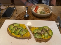 Breakfast at the cafe next door.