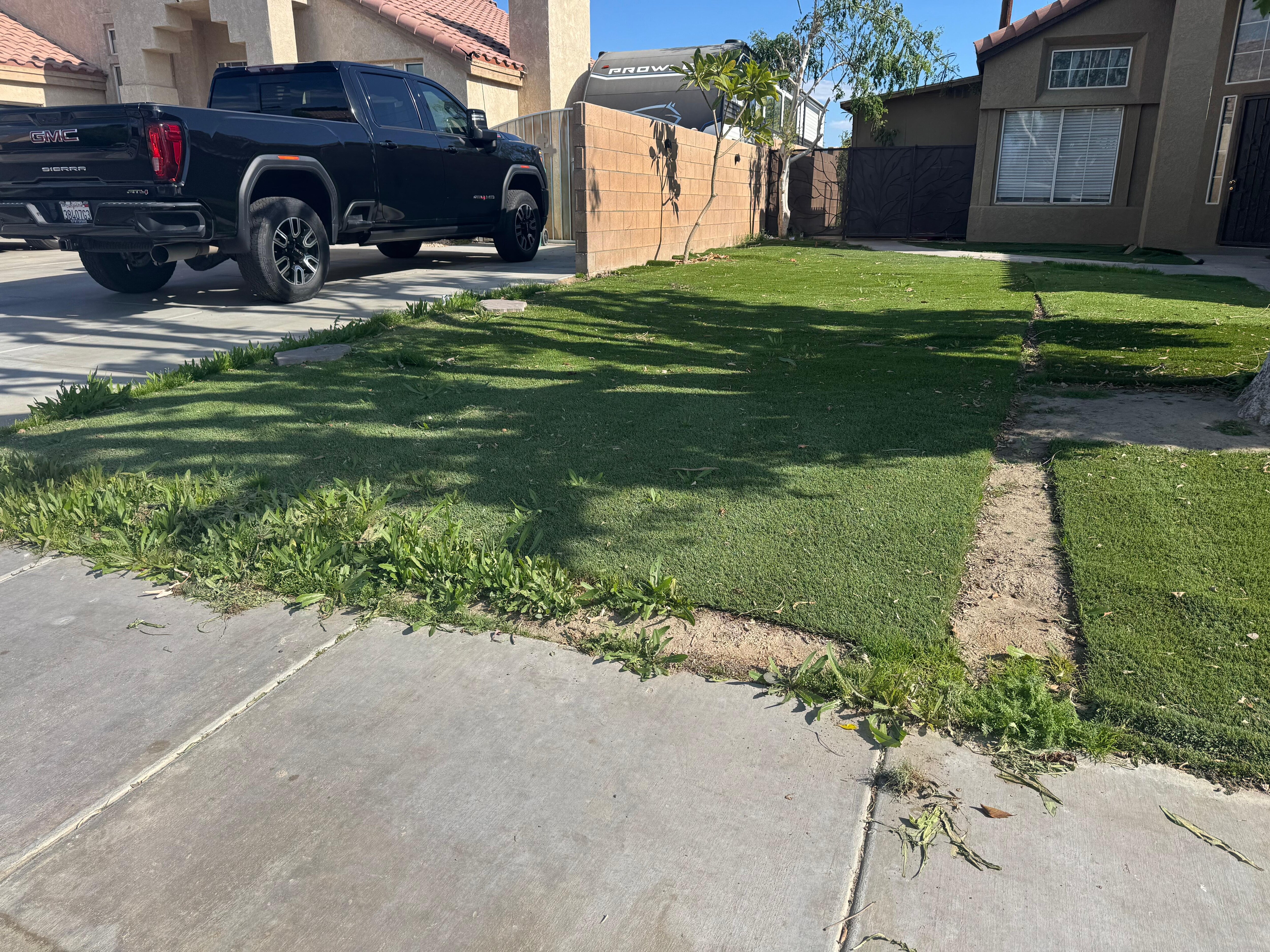 Artificial turf not secured down