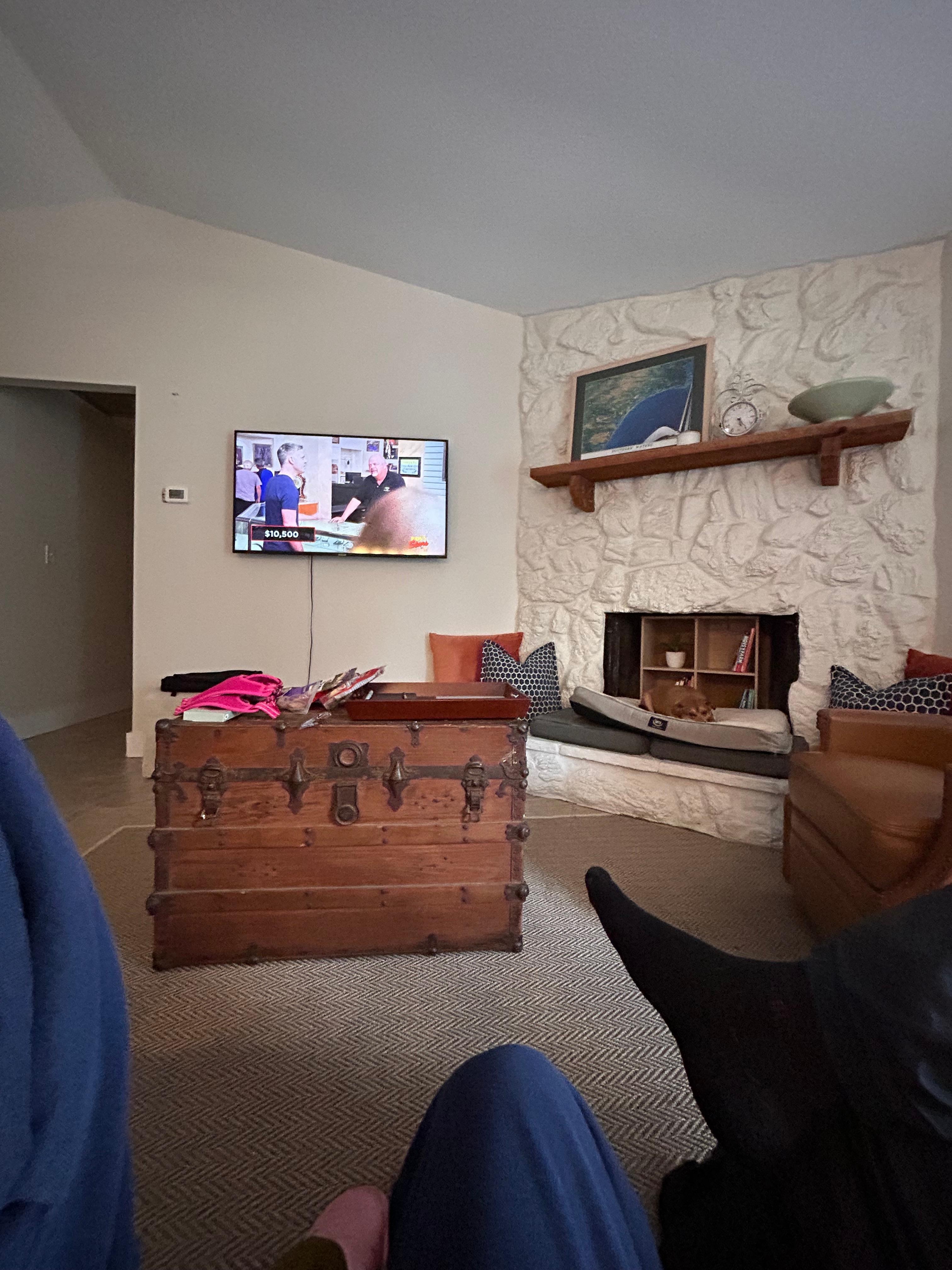 Nice size living room with a comfy sofa