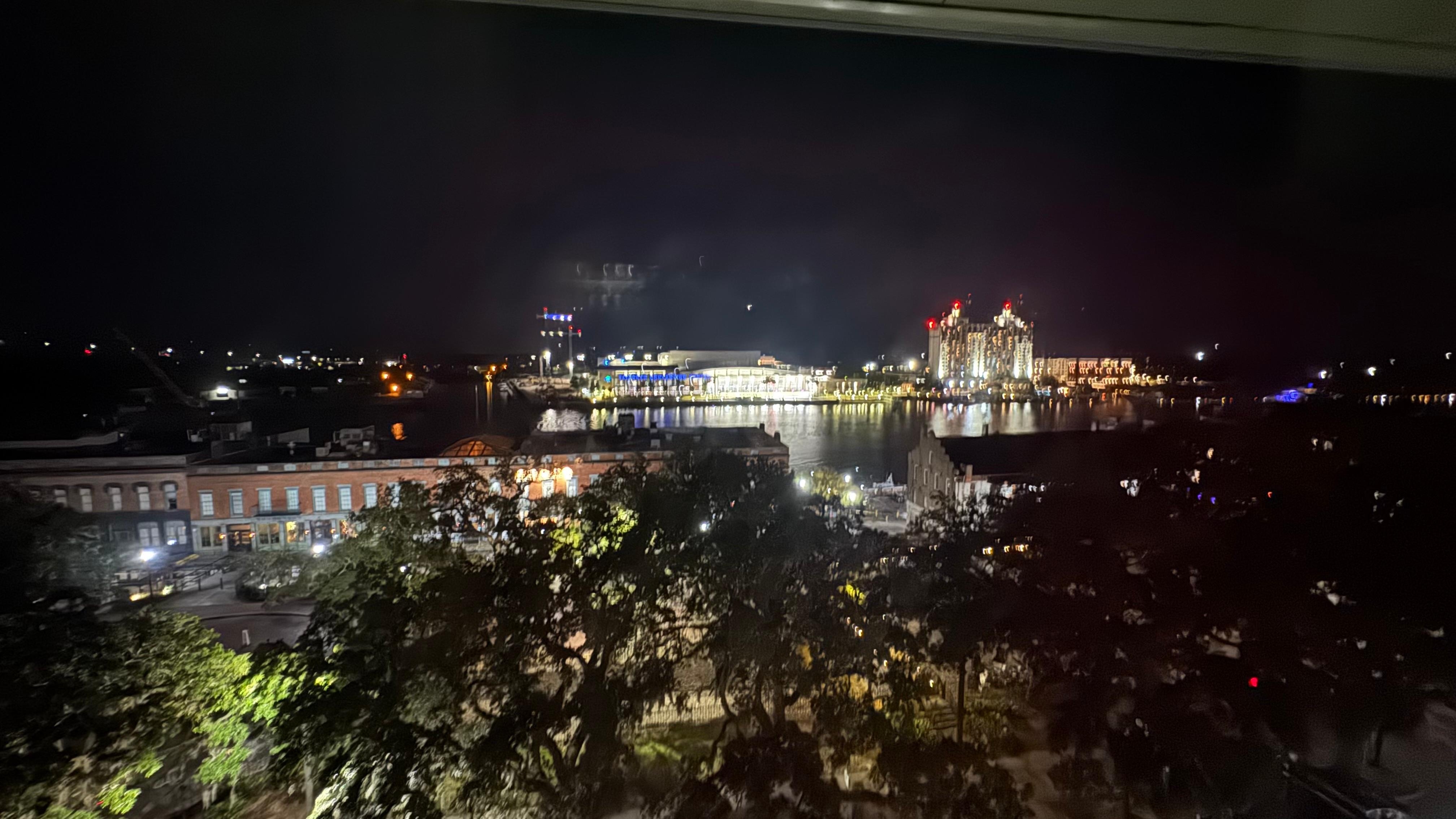 Savanna convention center at night.