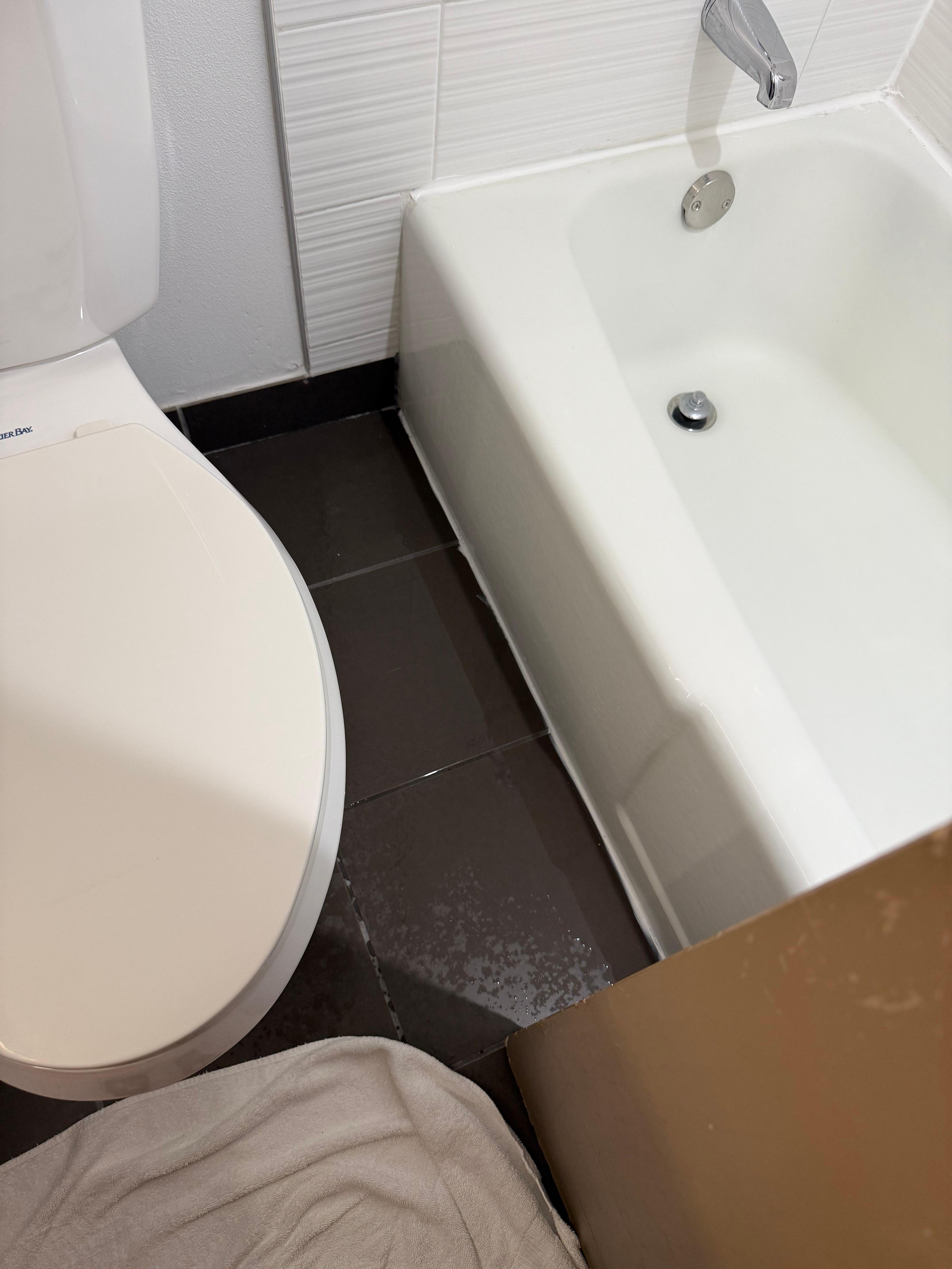 Water on the floor dripping the ceiling 