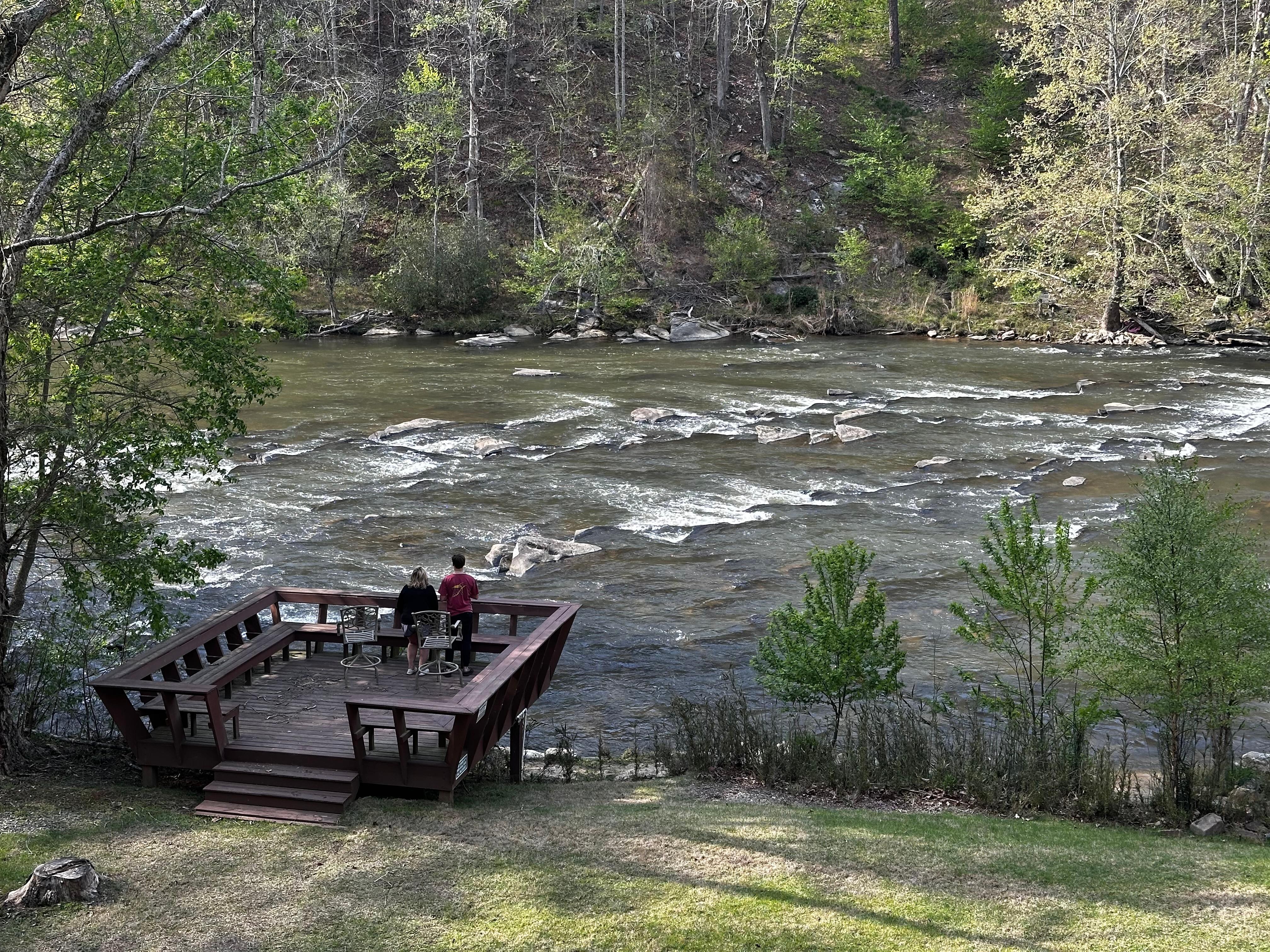 View from the main floor deck looking down to the river.