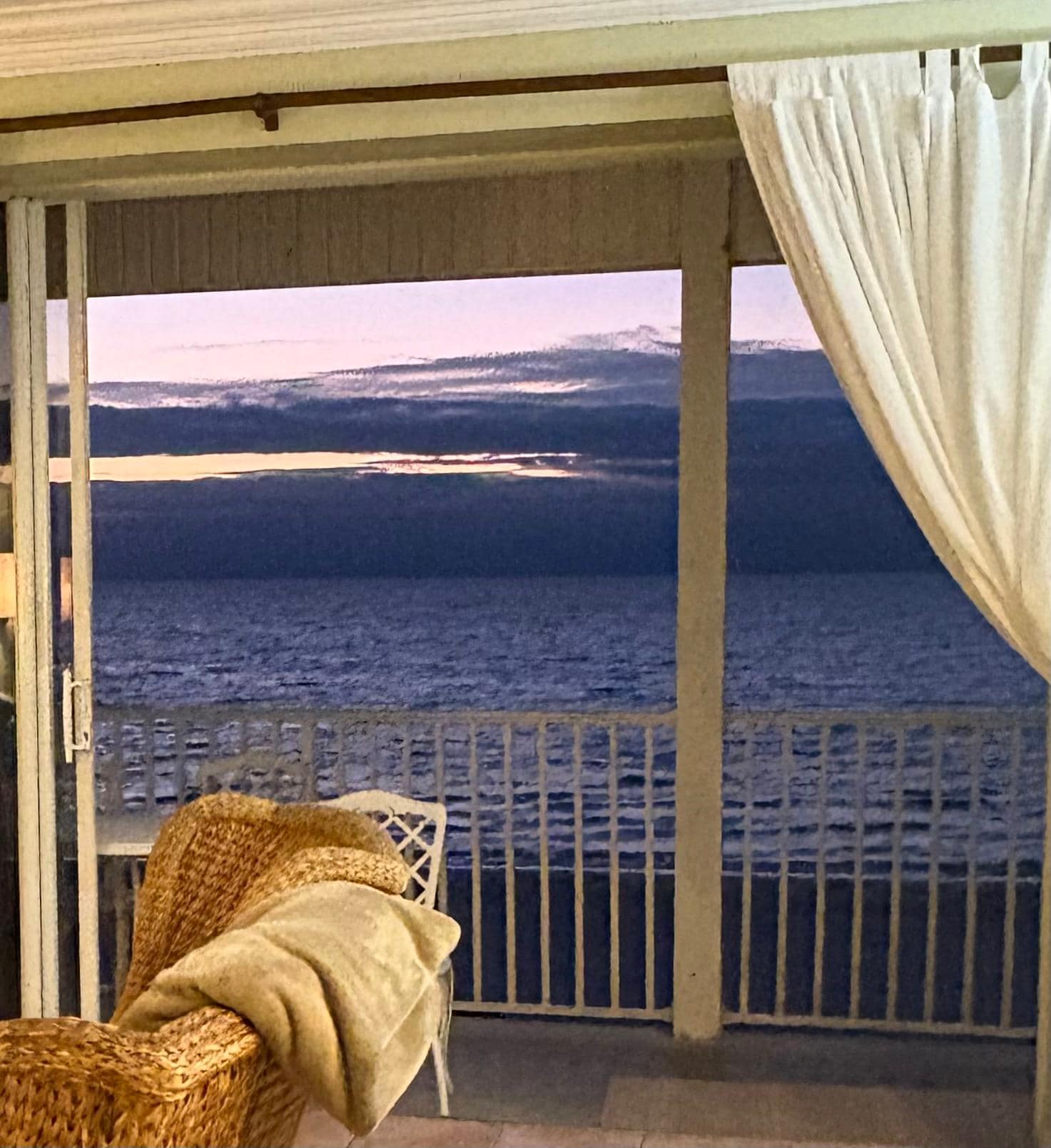 Patio doors open all the way to enjoy the light breeze and a beautiful sunset!