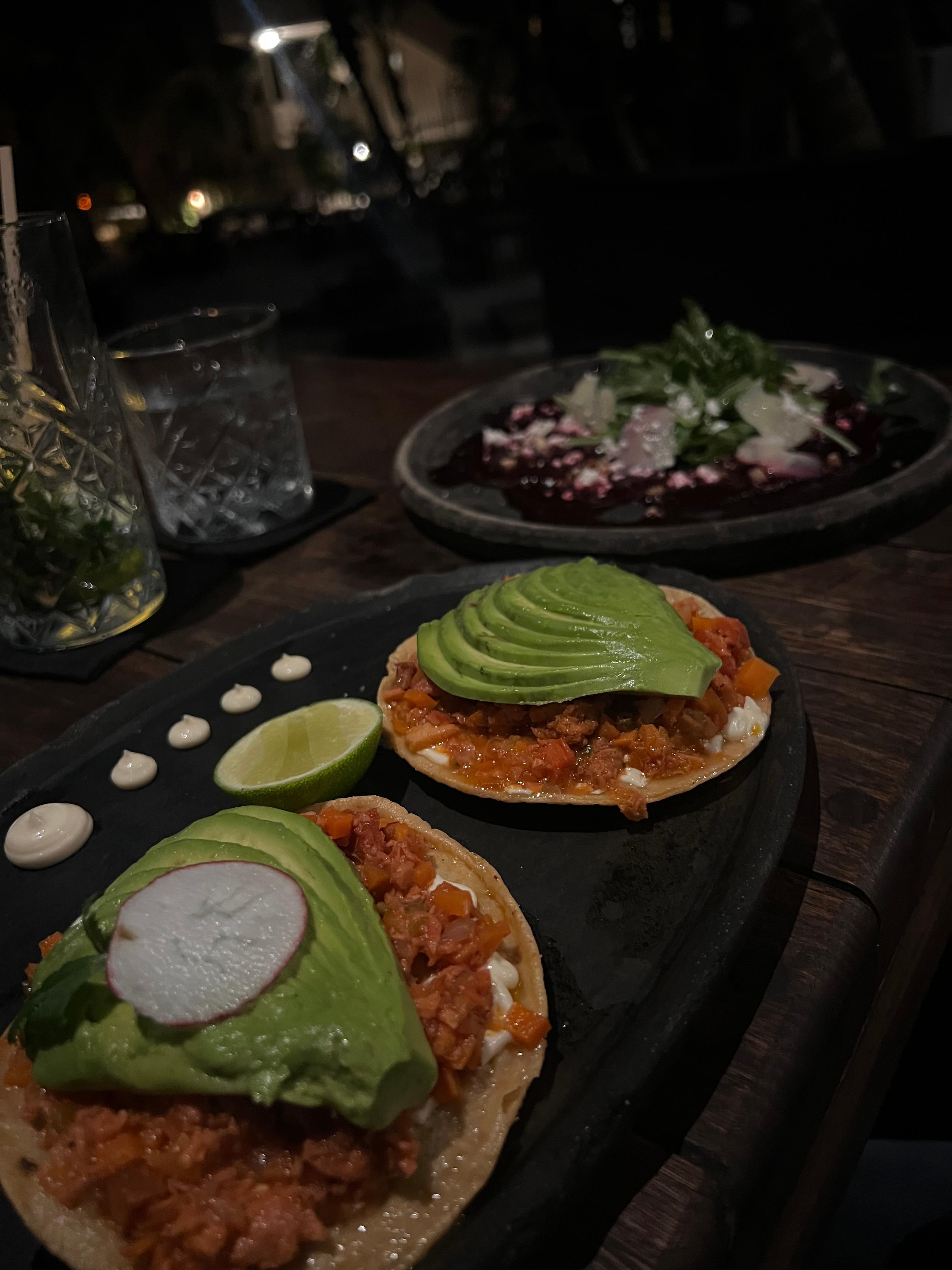 Delicious blue marlin tostadas