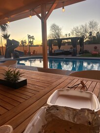 Dinner on the back patio was relaxing. The backyard was so fun!