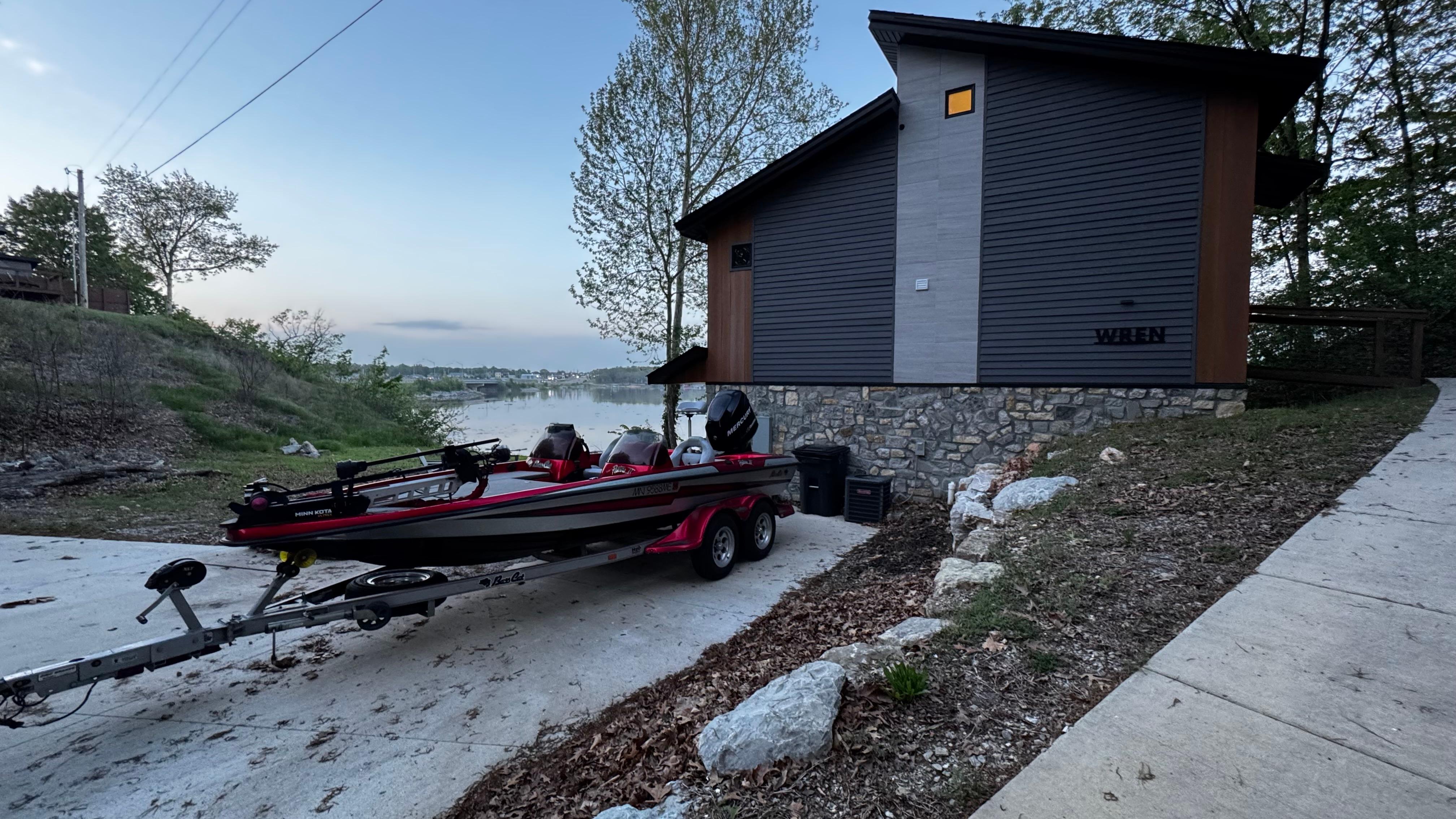 Easily parked a 19’ bass boat at the cabin. 