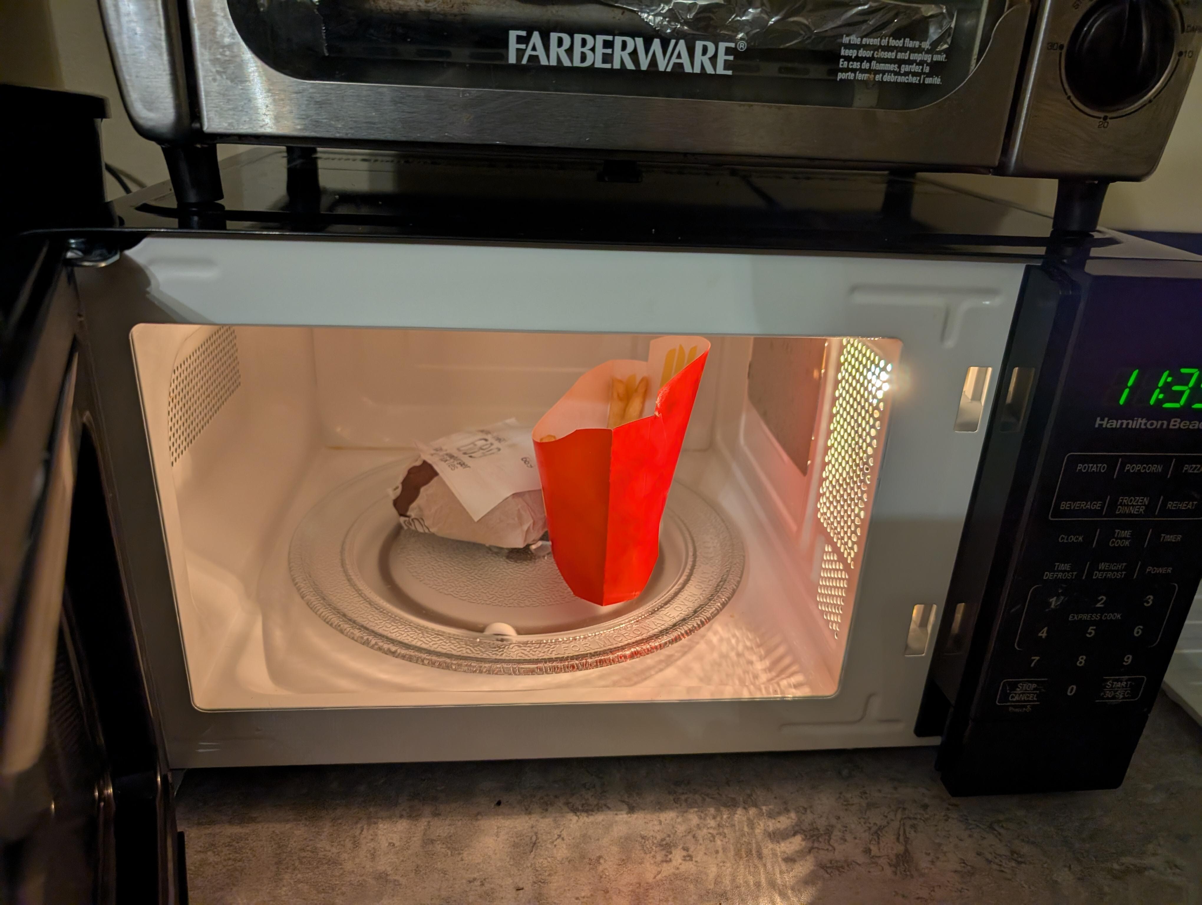 Meal left in the microwave 