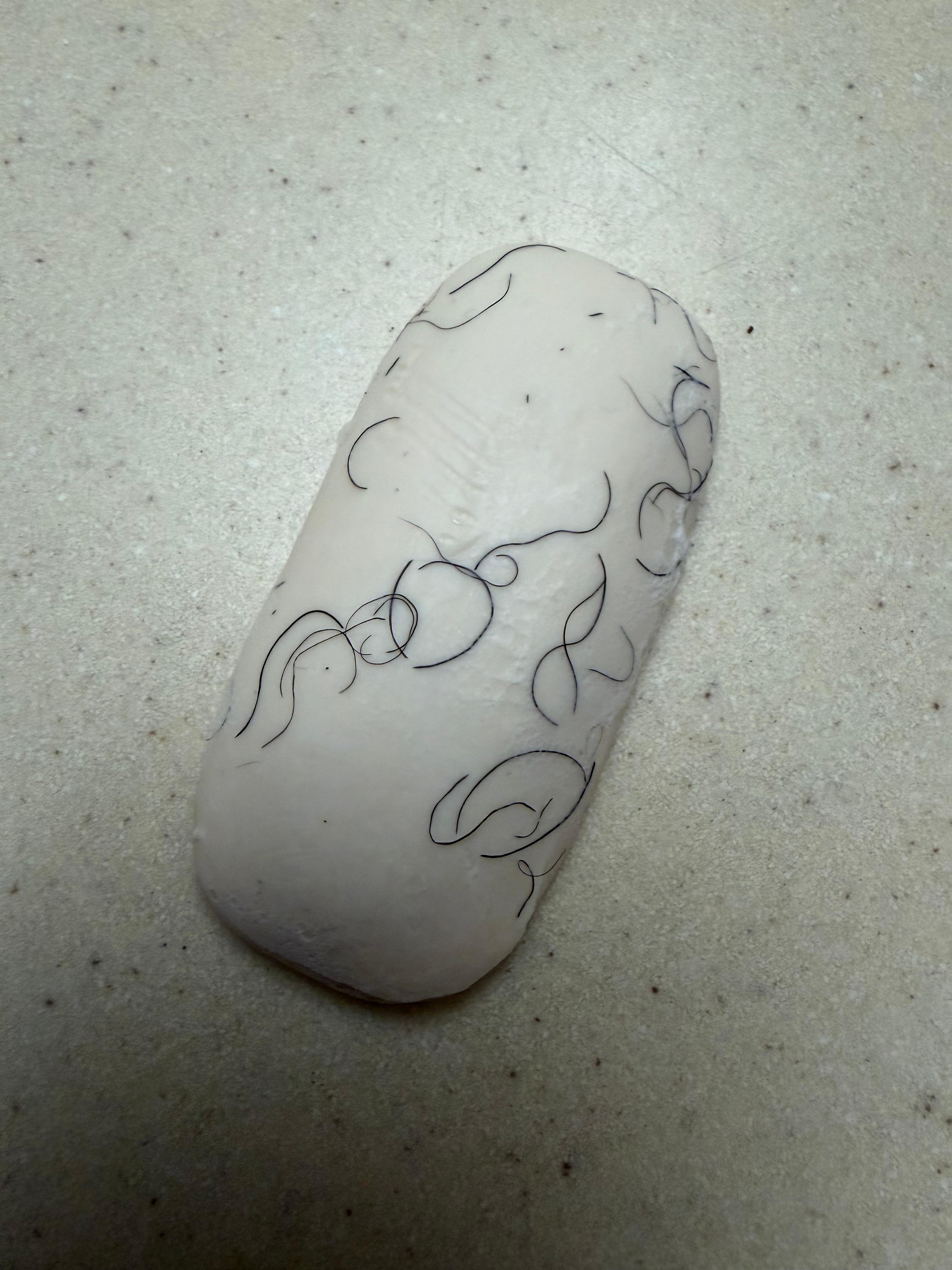 Dirty soap in the shower with pubic hair all over it. 