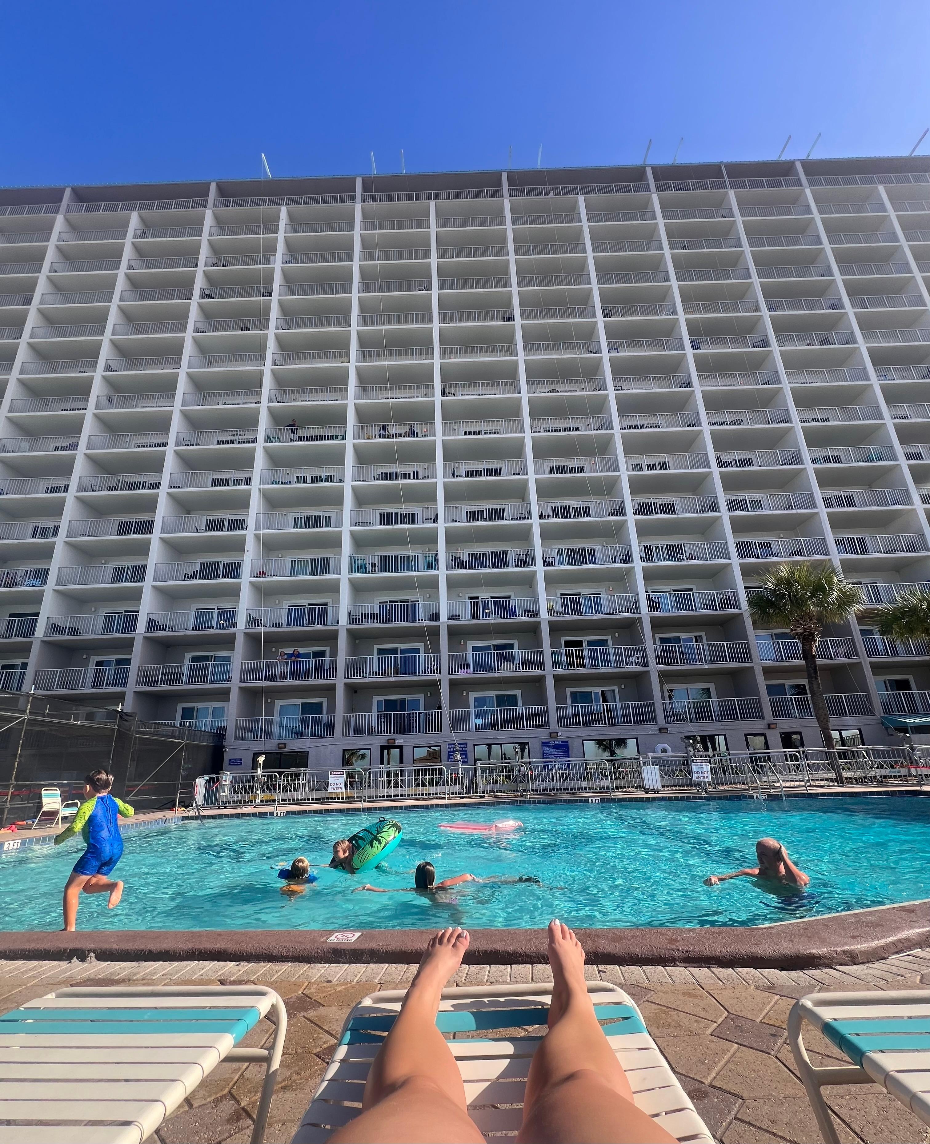 Pool view looking back at the condo 