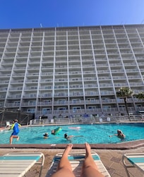 Pool view looking back at the condo