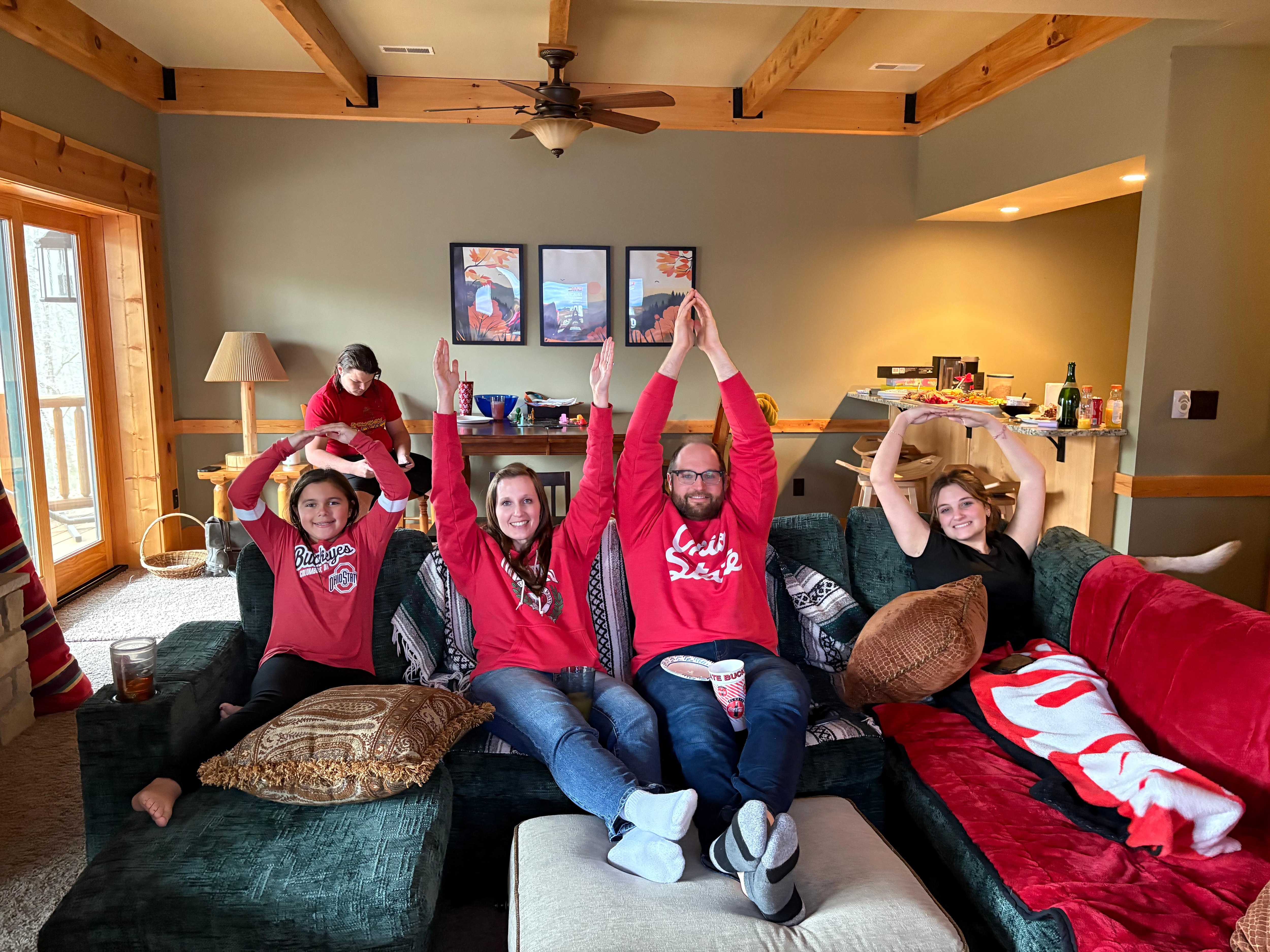 OSU game on the big screen in the basement 