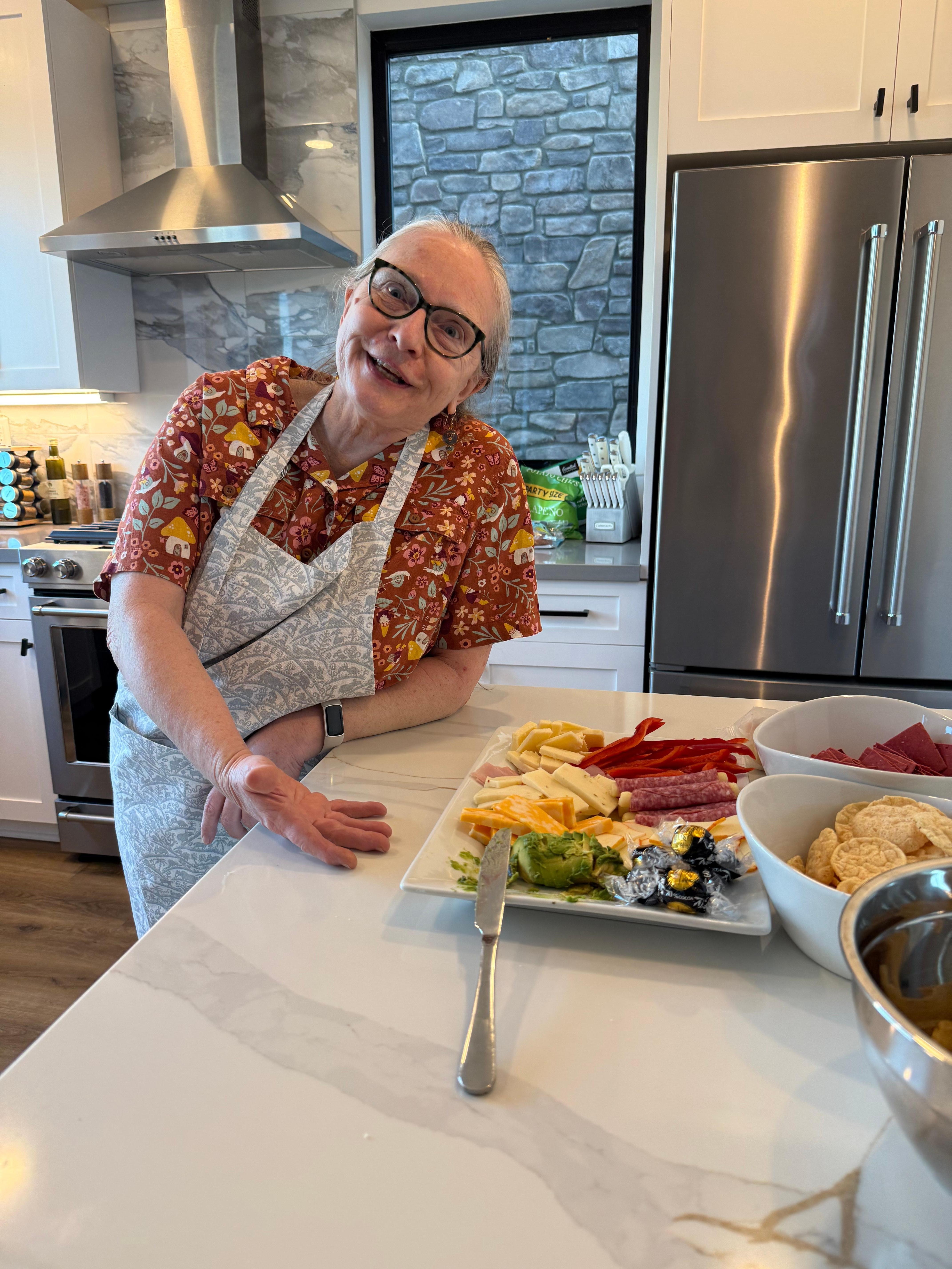 Huge refrigerator and nice bar-counter to set food on.