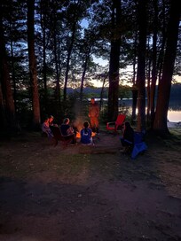 Around the fire pit.