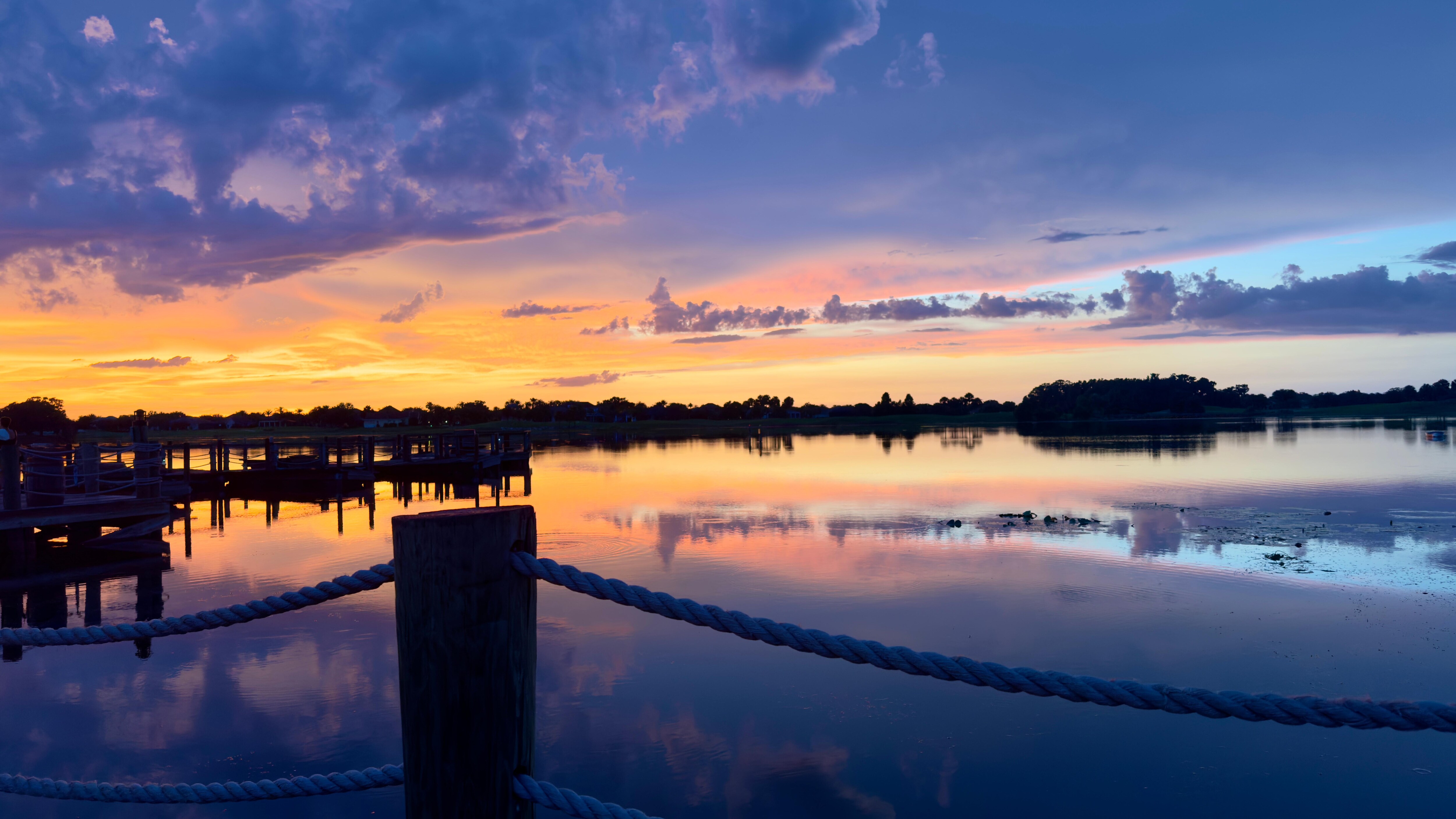 Sunset from hotel over the lake 