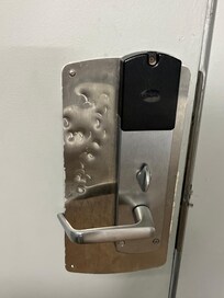 The door of the room.