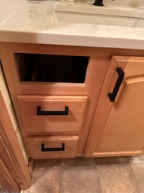 Lower level bathroom vanity