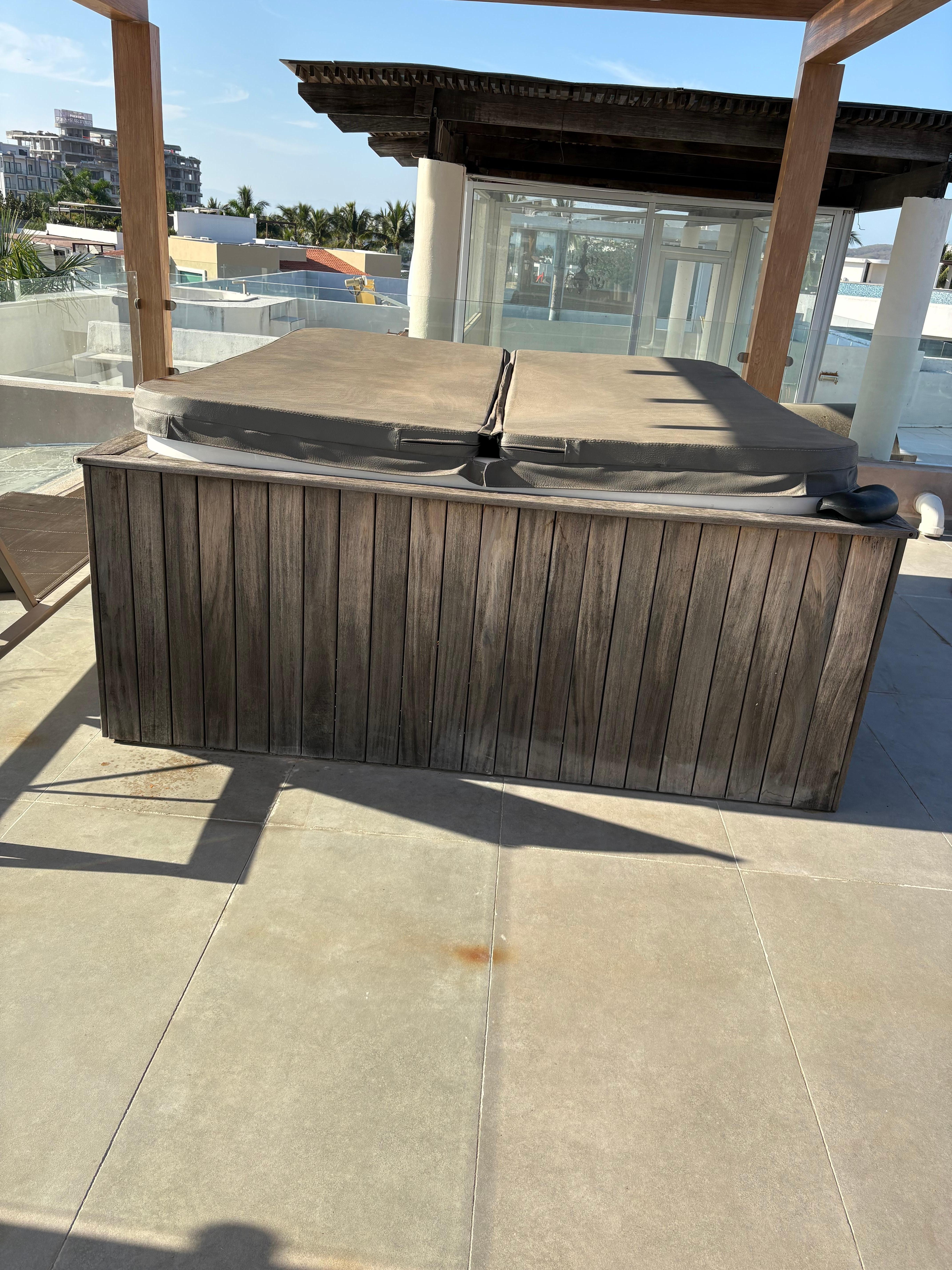 Hot tub on roof top deck