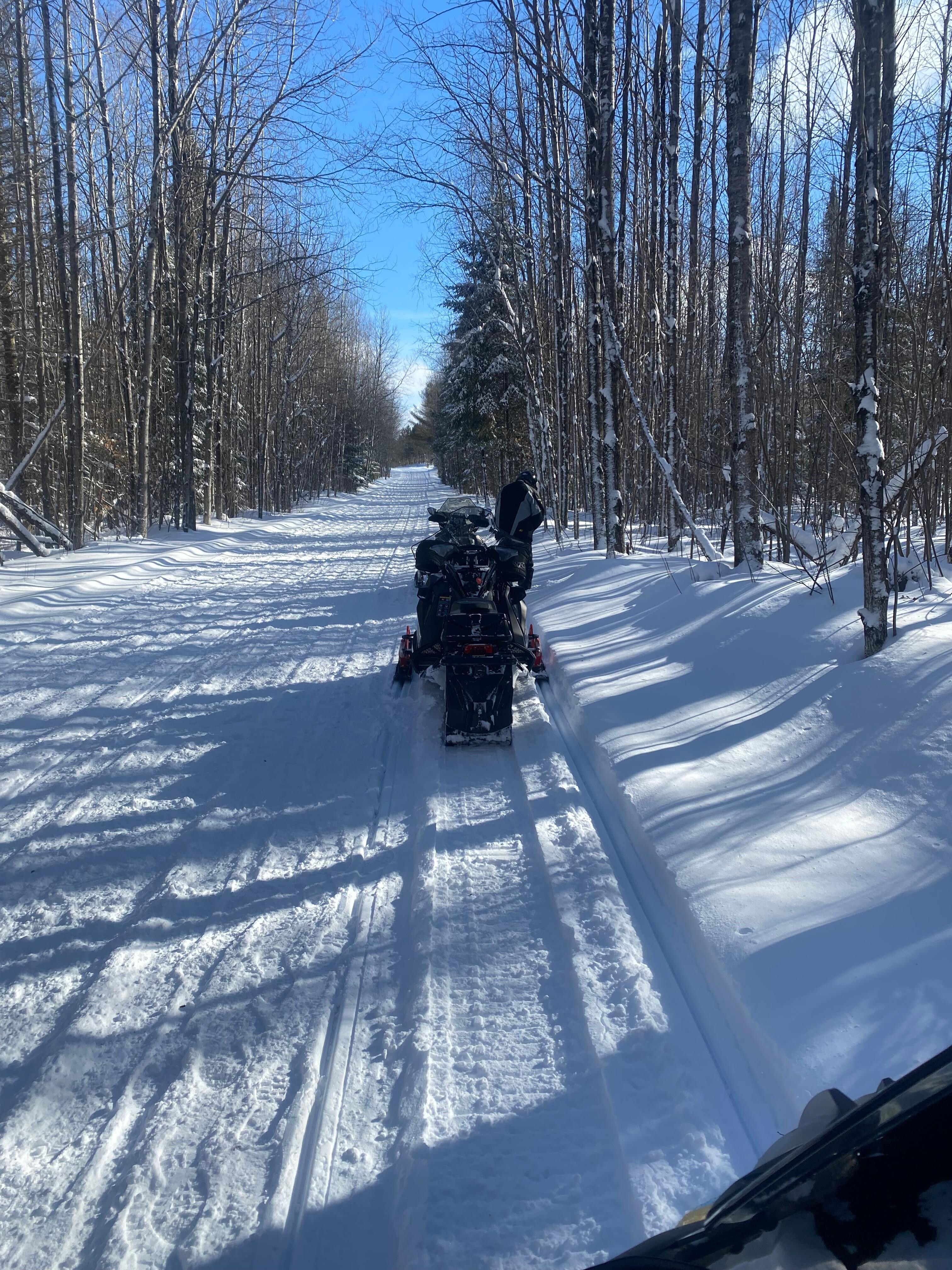 A shot of one of the many groomed trails we snowmobiled that week. 