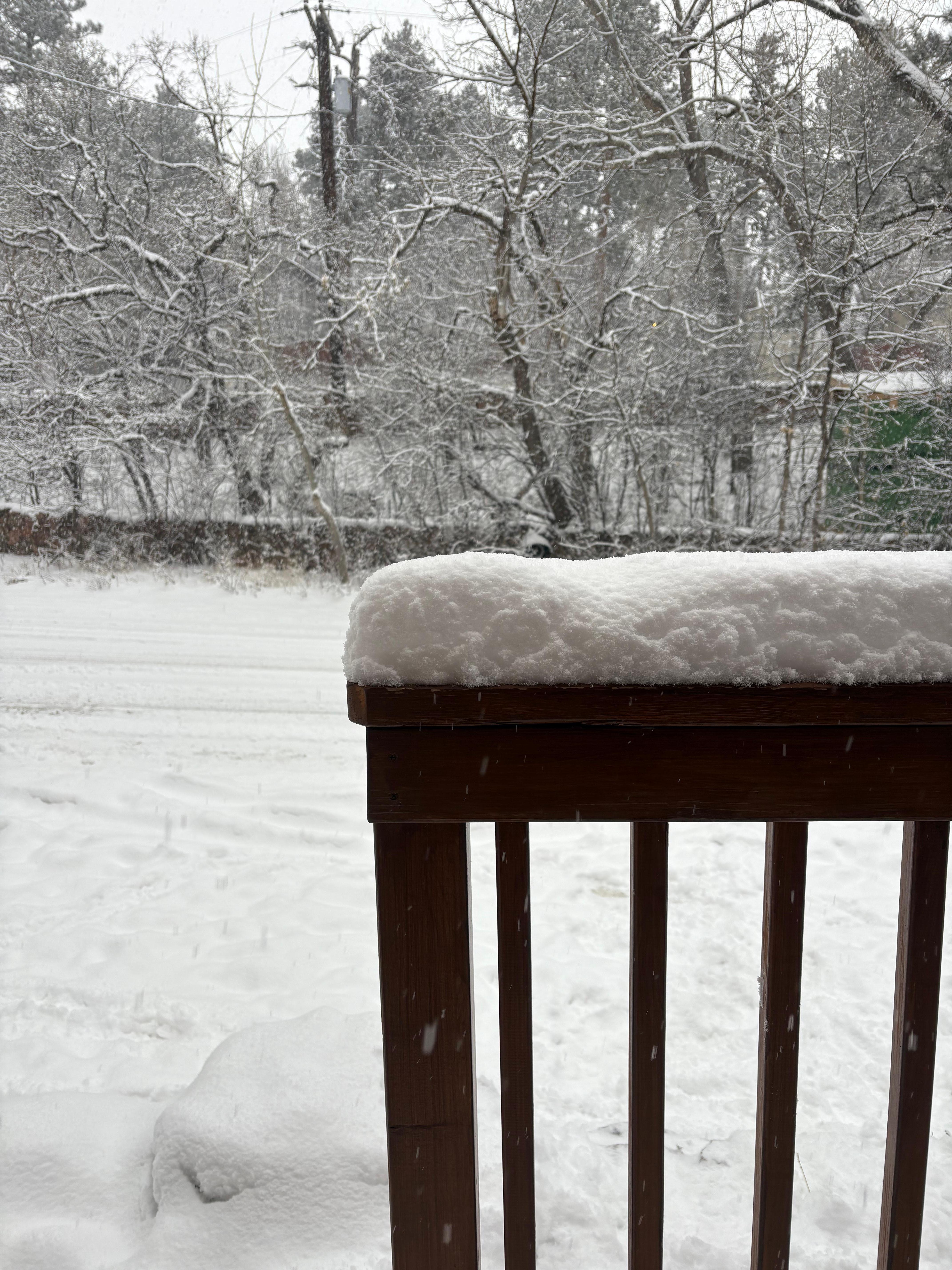 A few inches of snow. Every room had a nice view to watch the snow falling 