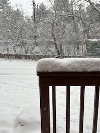 A few inches of snow. Every room had a nice view to watch the snow falling