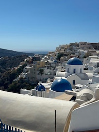 View of blue domes from Aloia Villas property