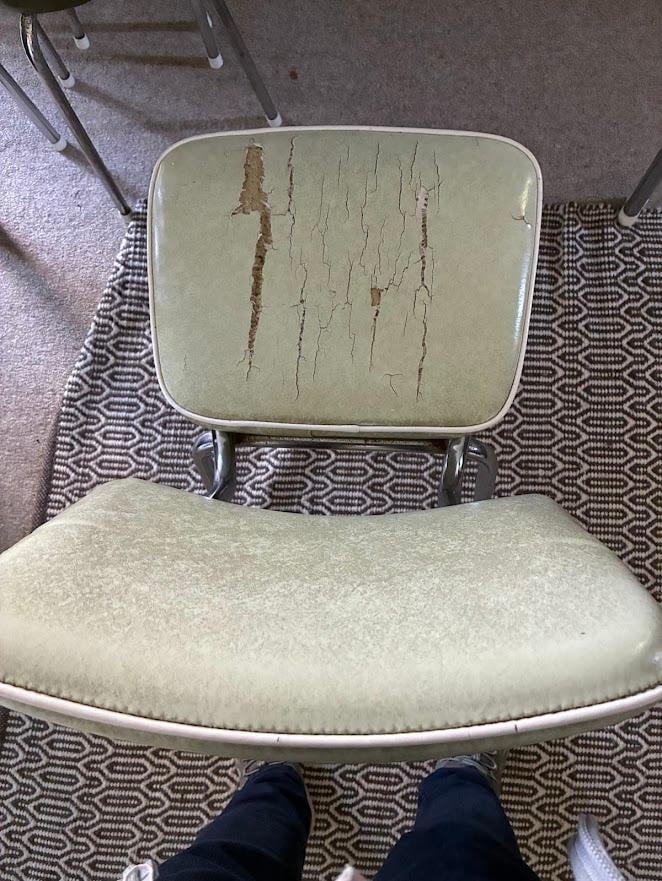 The two chairs for the table needed to be recovered.