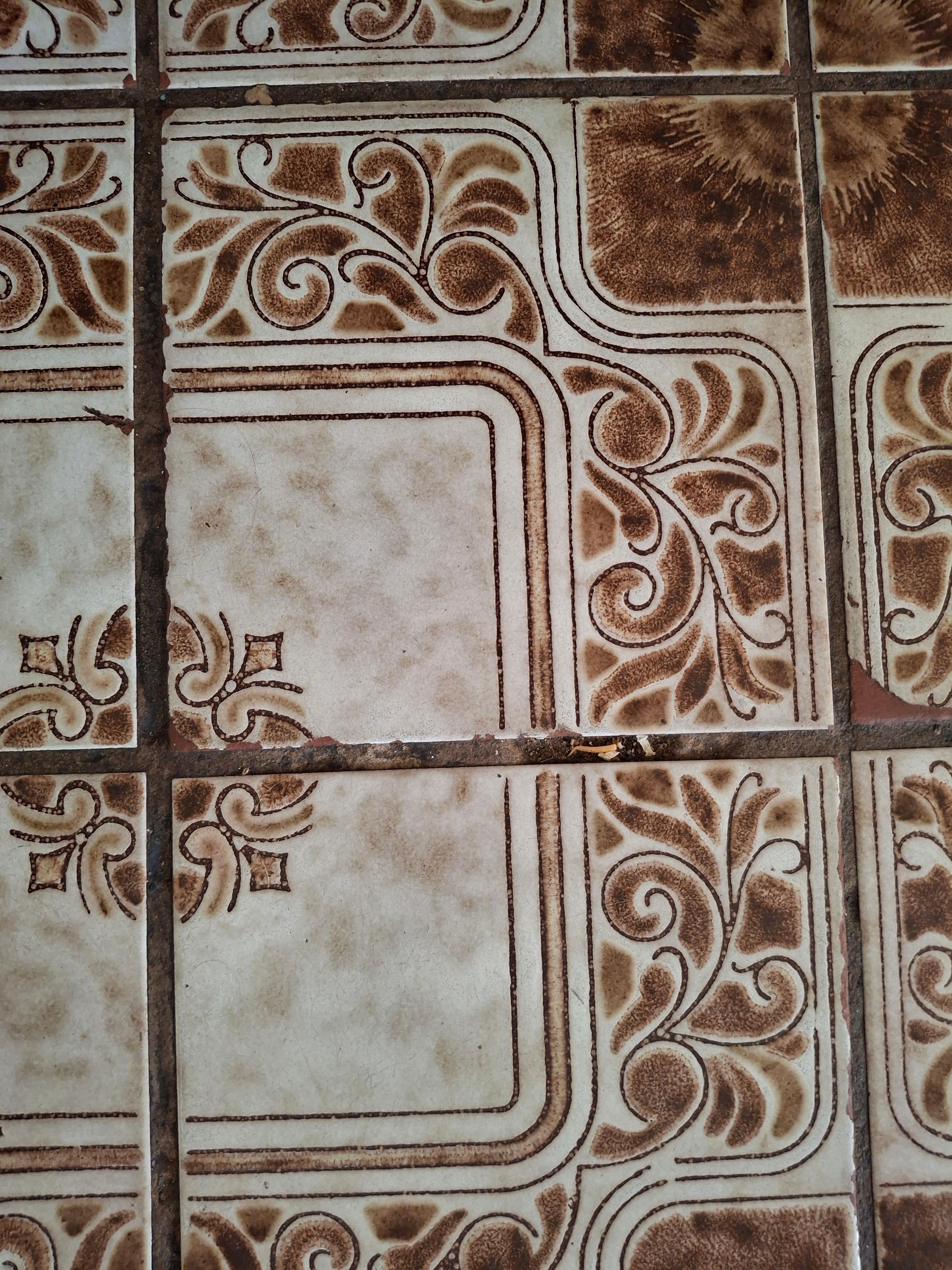 Food dried into the floor.