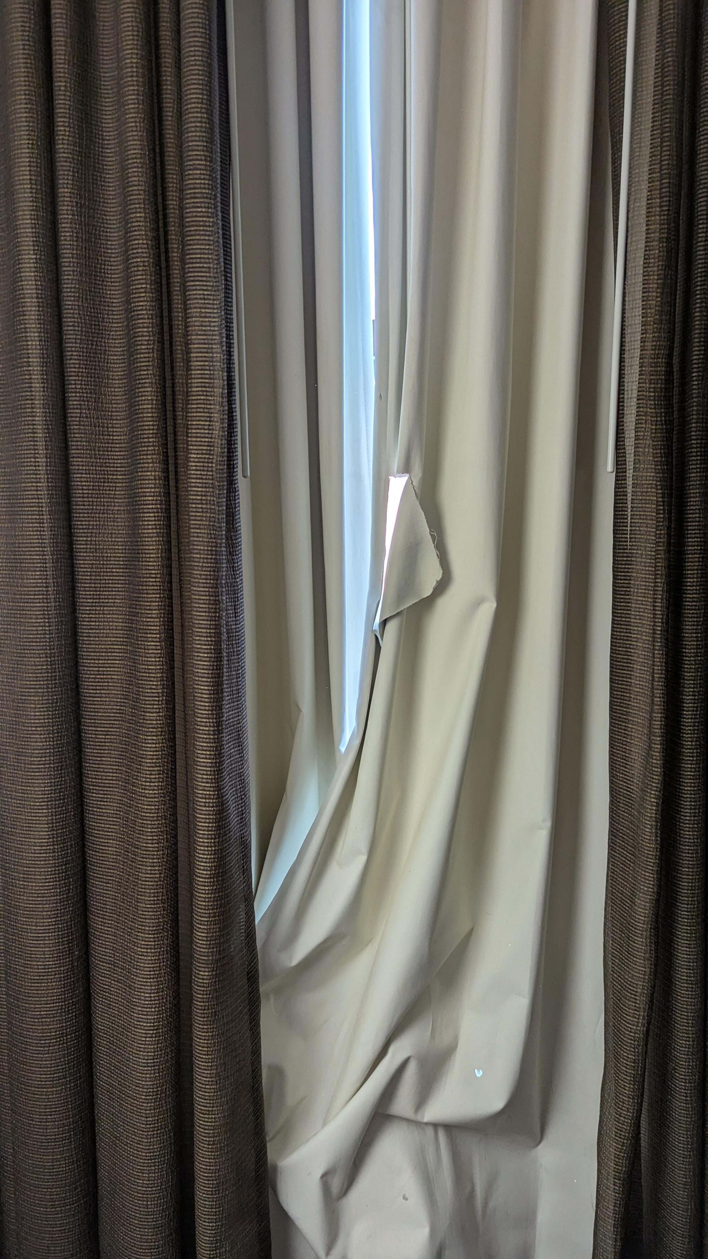 Rips in curtain