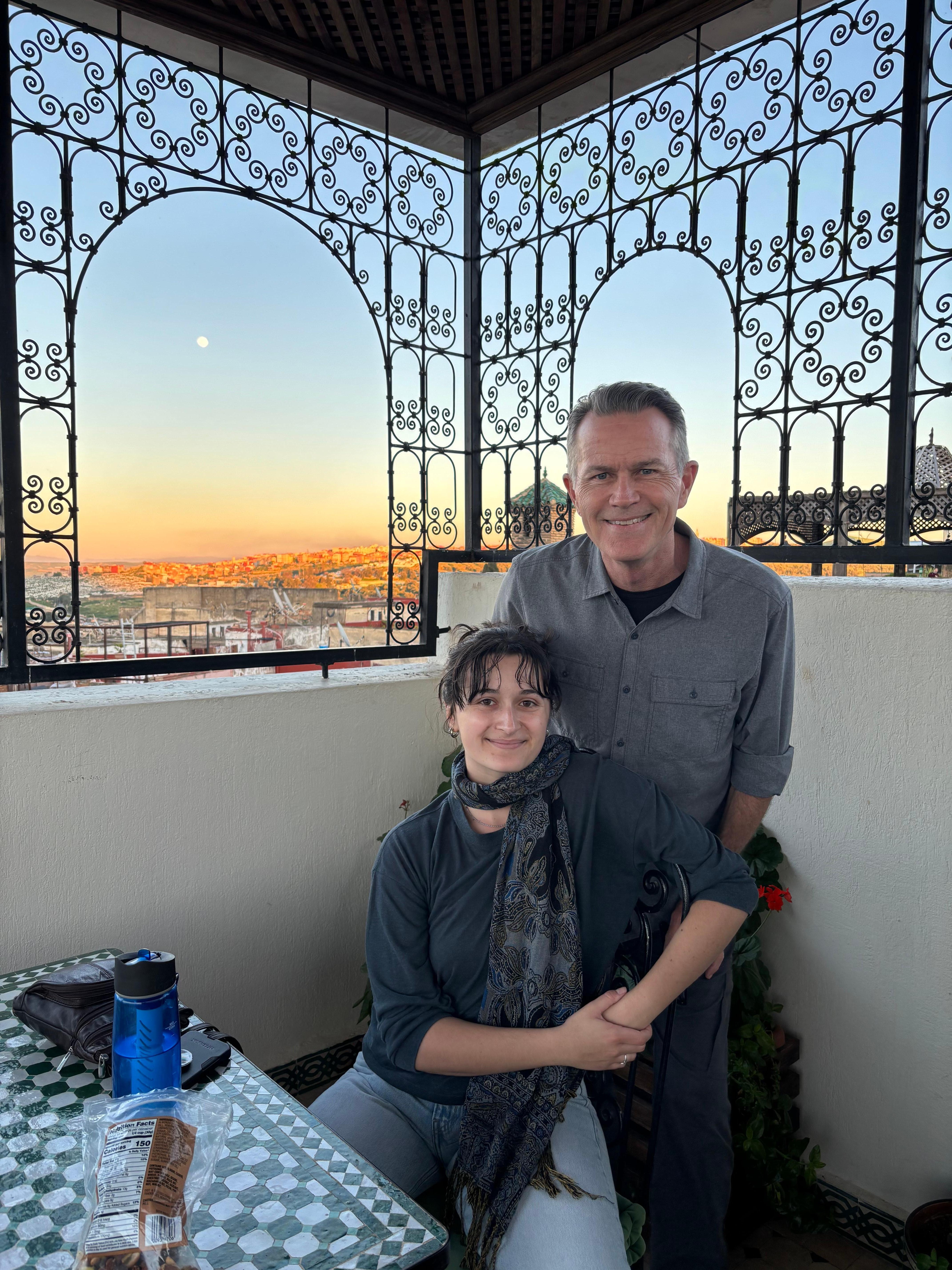 Spending time with our daughter on the terrace.