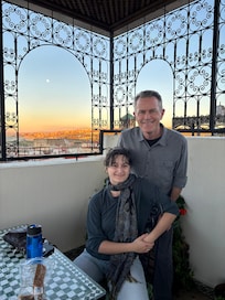 Spending time with our daughter on the terrace.