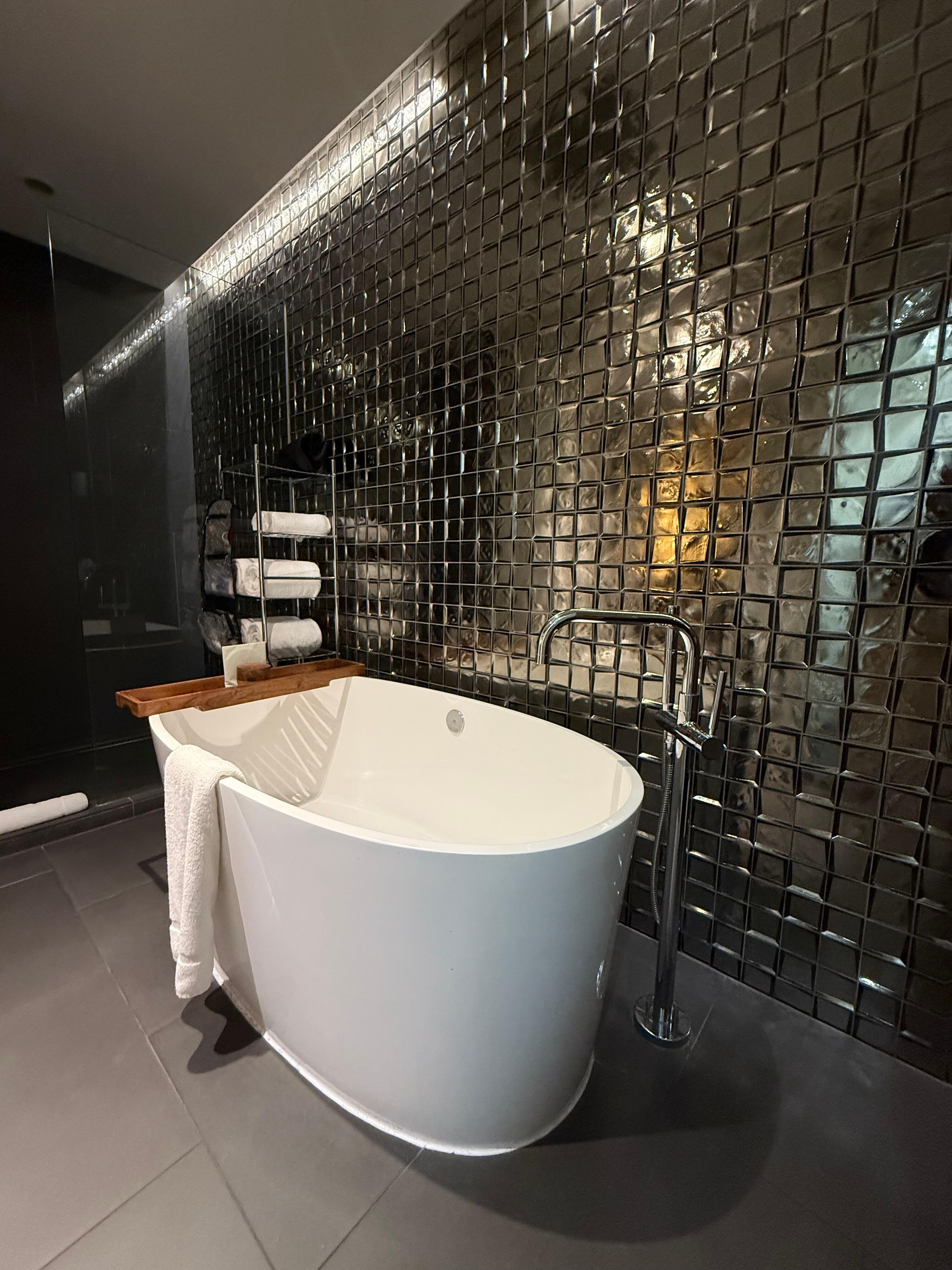 Tub and shower in mountain casita.