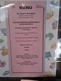 Menu posted in lobby where breakfast is hosted