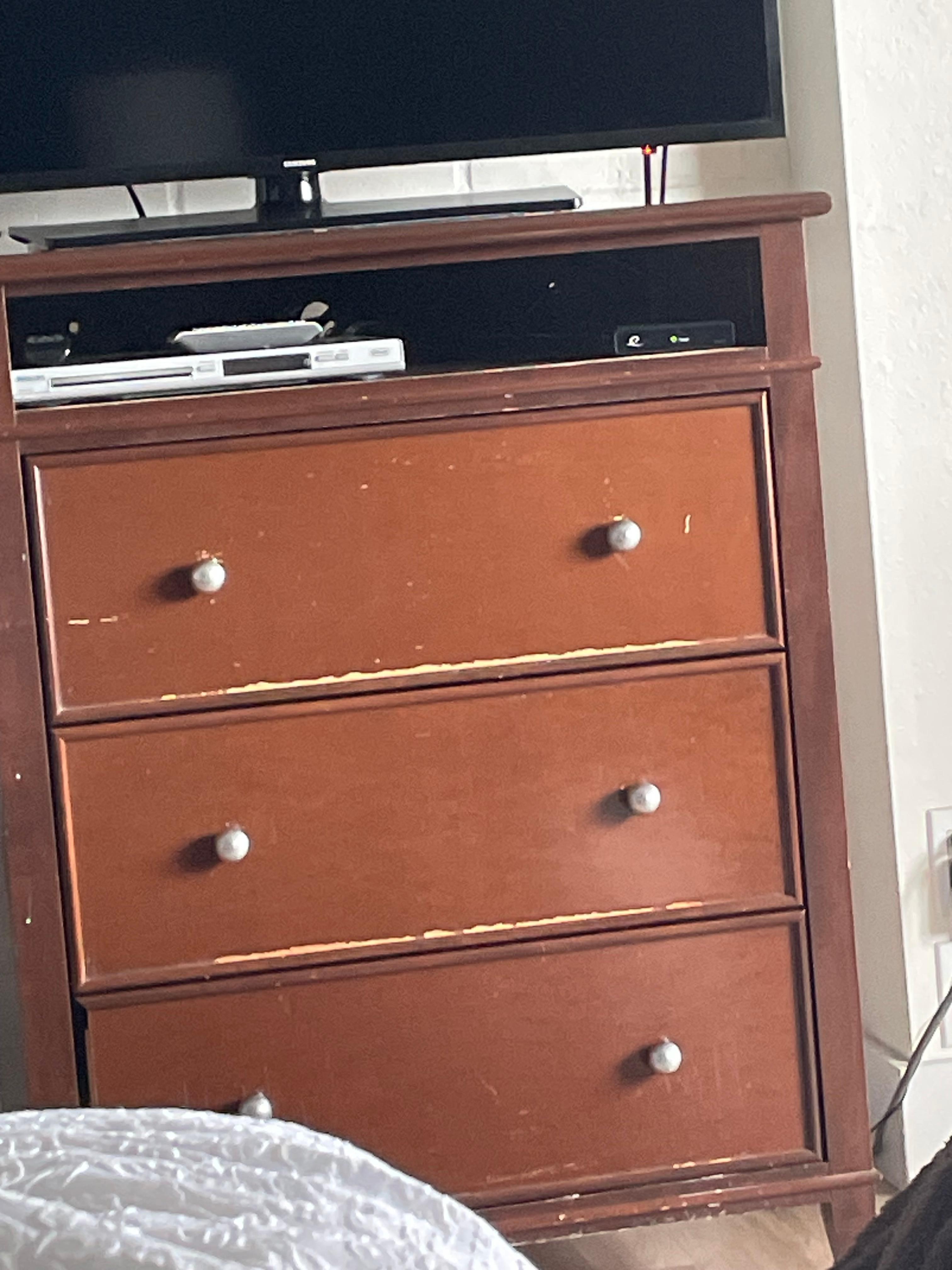 The dresser in our room, wry bea up