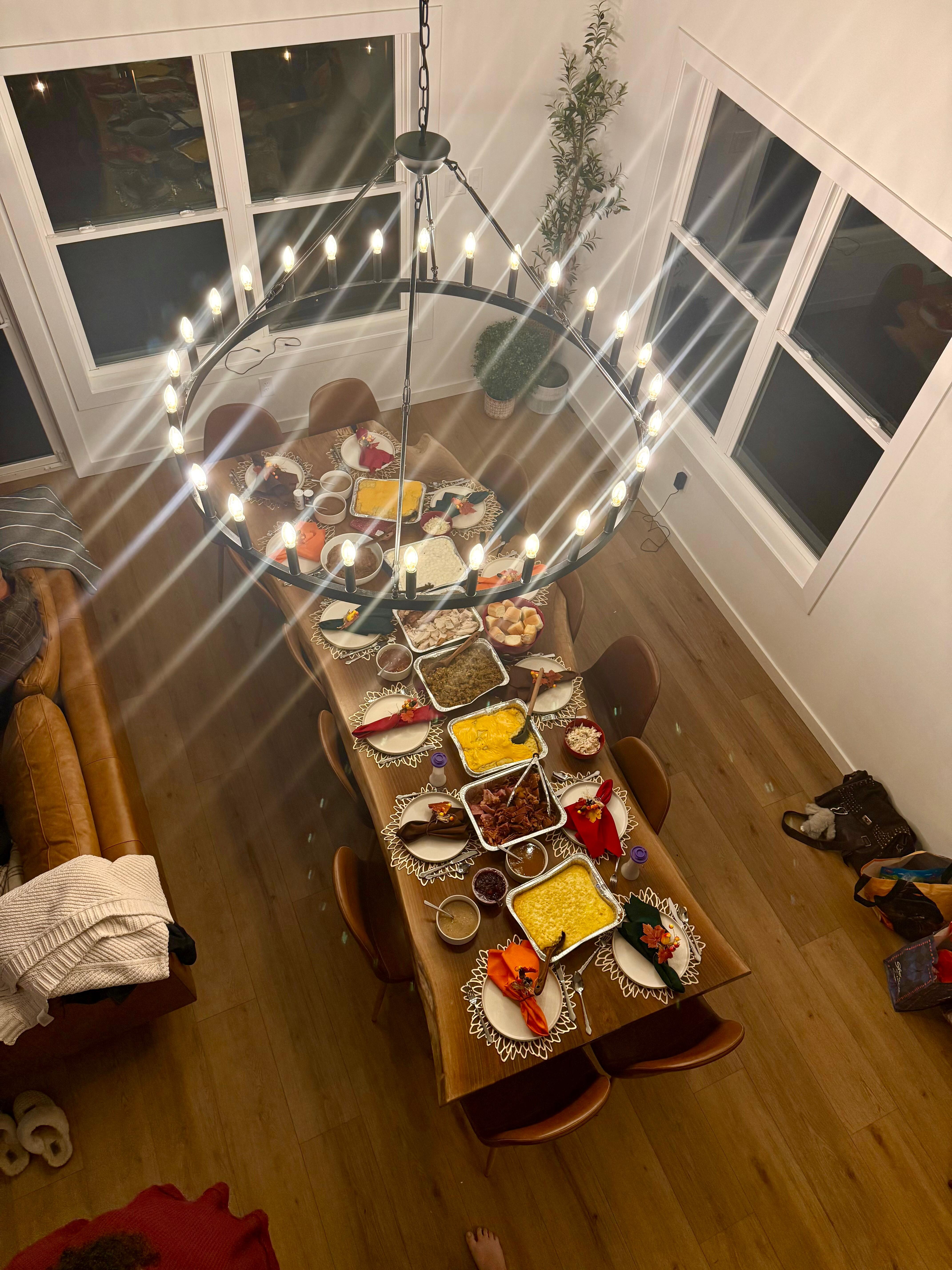 A family feast. Loved the table!!!