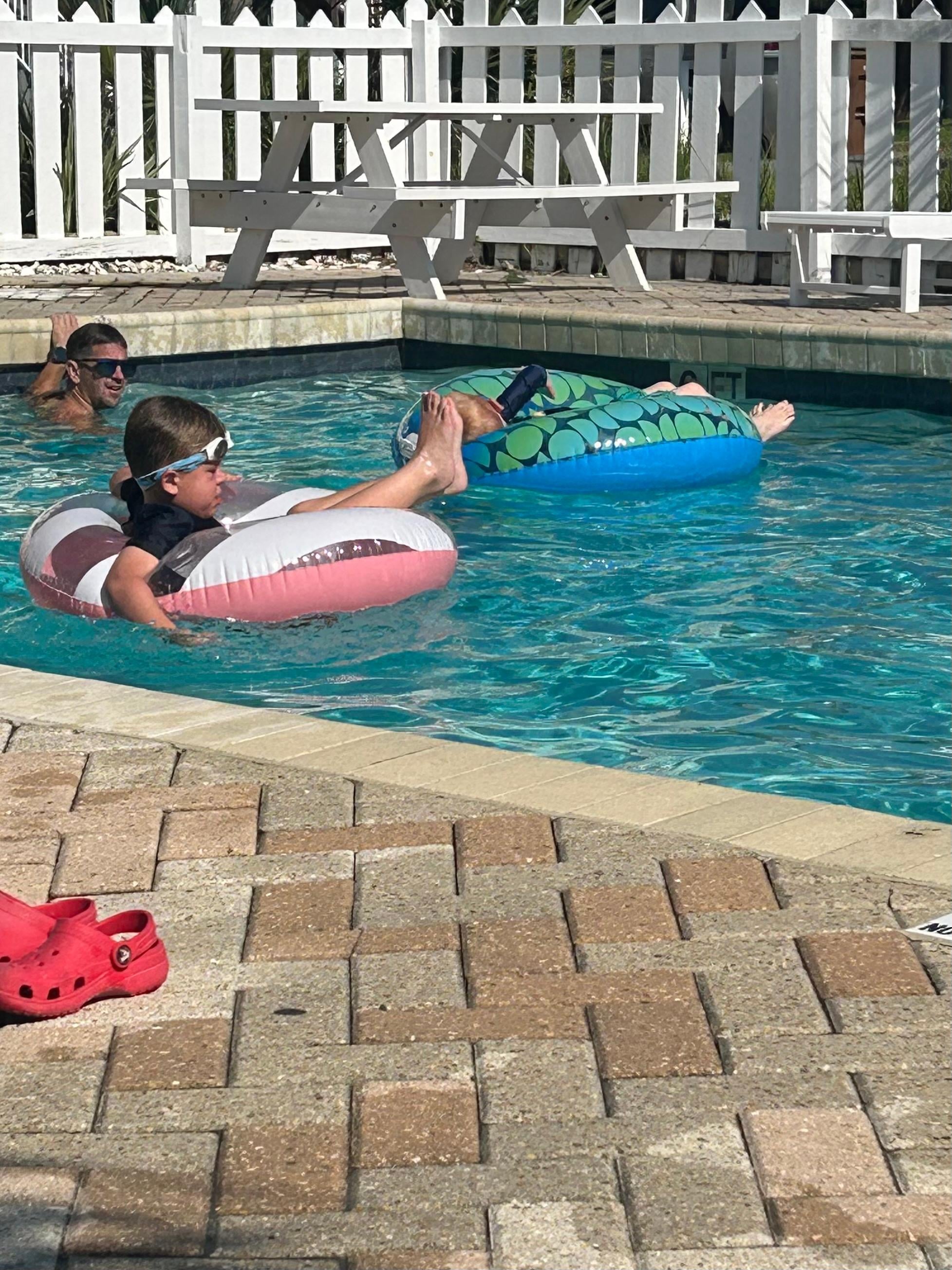 Pool right across the street and home even had pool floats to use. 