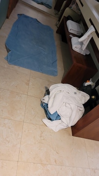 No clean towels or replenished fridge items for two days -on 3rd day we put them in hall