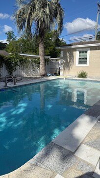 Lots of fun cleaning the pool, lots of covered seating