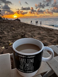 Coffee by the water in the mornings